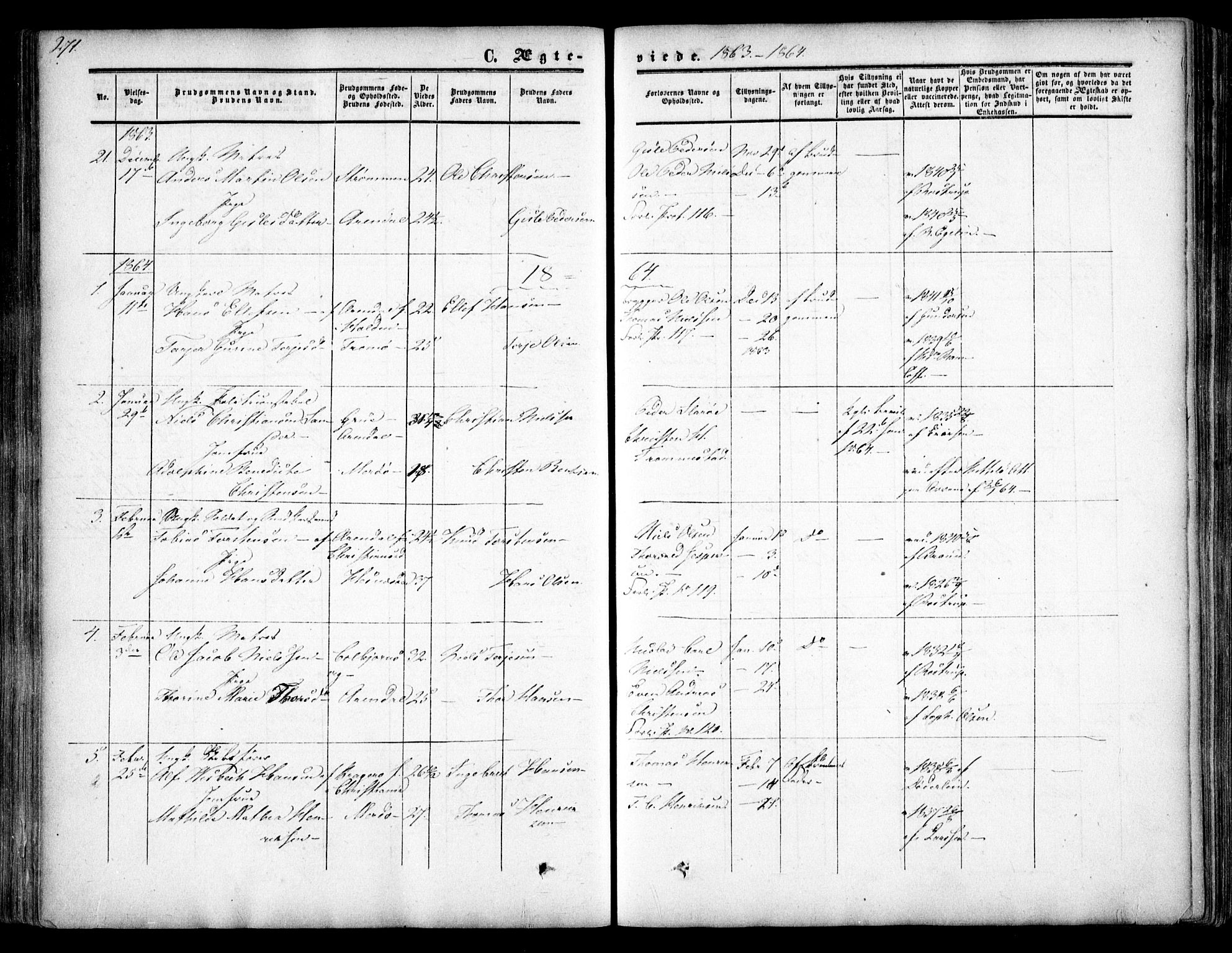 Arendal sokneprestkontor, Trefoldighet, AV/SAK-1111-0040/F/Fa/L0006: Ministerialbok nr. A 6, 1855-1868, s. 271
