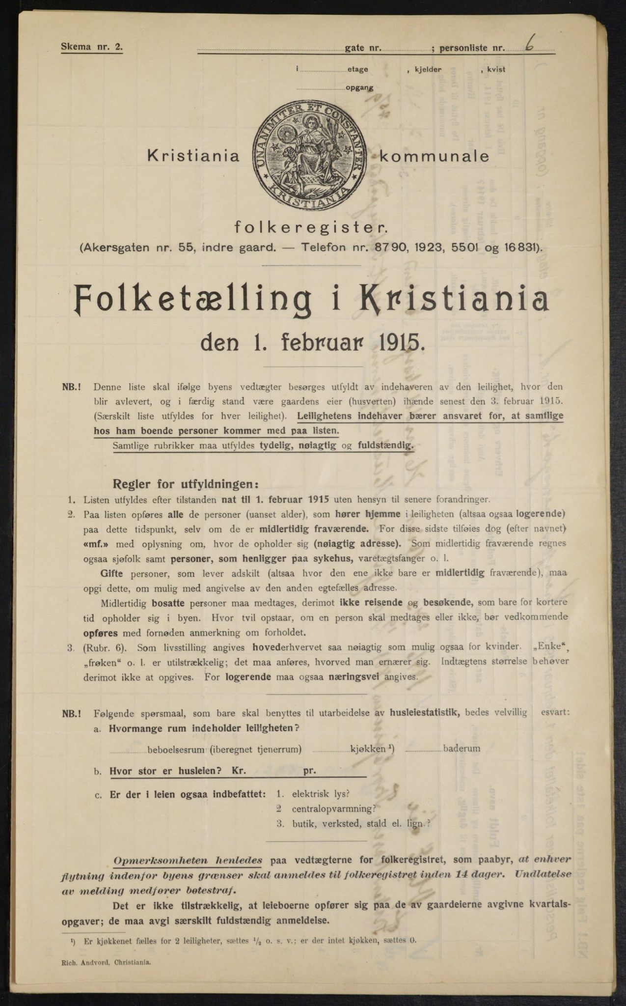 OBA, Kommunal folketelling 1.2.1915 for Kristiania, 1915, s. 53994