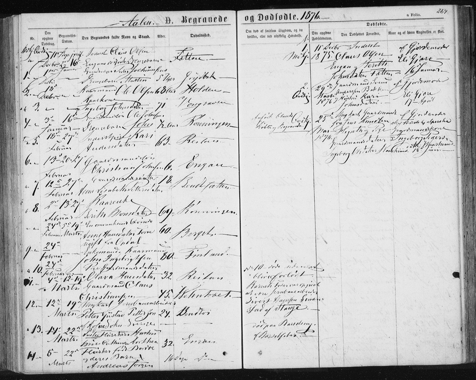 Ministerialprotokoller, klokkerbøker og fødselsregistre - Sør-Trøndelag, AV/SAT-A-1456/685/L0971: Ministerialbok nr. 685A08 /3, 1870-1879, s. 264