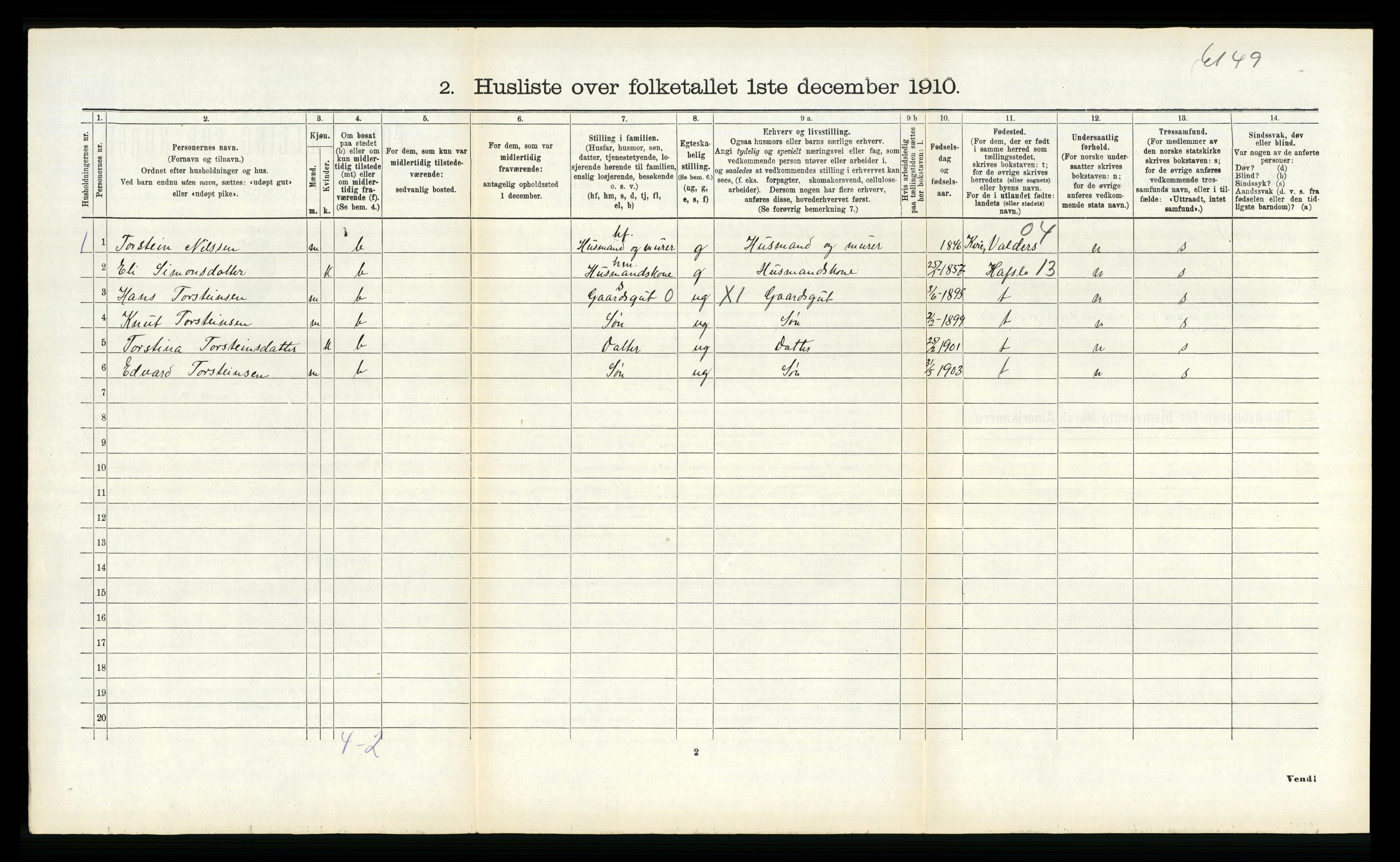 RA, Folketelling 1910 for 1420 Sogndal herred, 1910, s. 695