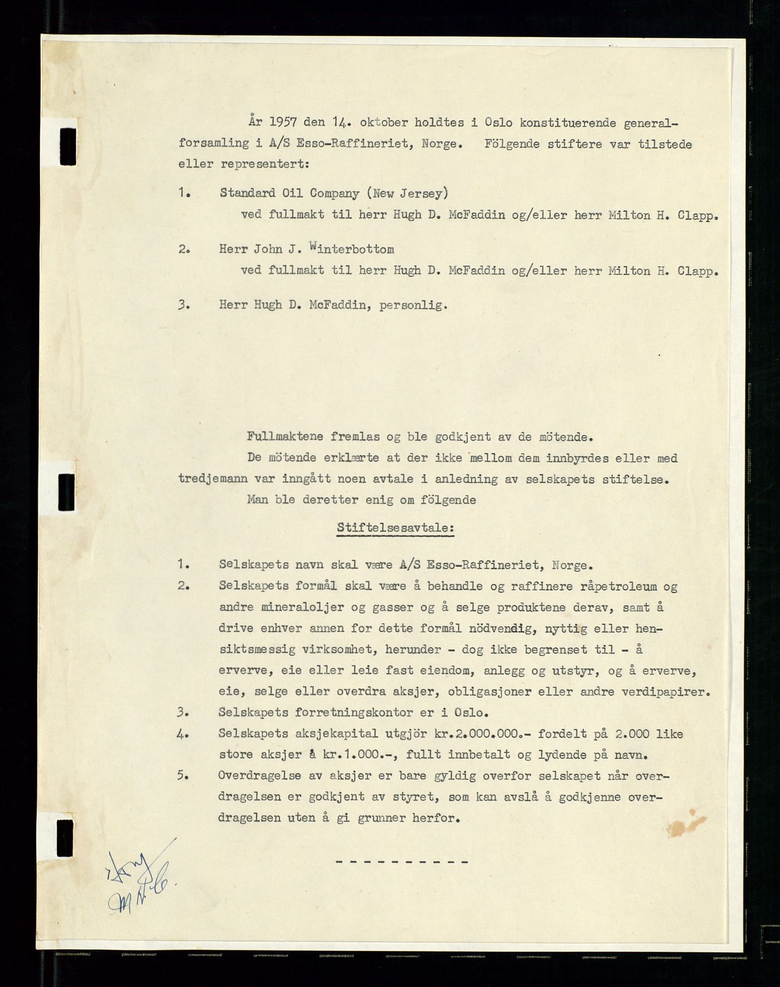 PA 1537 - A/S Essoraffineriet Norge, SAST/A-101957/A/Aa/L0001/0002: Styremøter / Shareholder meetings, board meetings, by laws (vedtekter), 1957-1960, s. 81