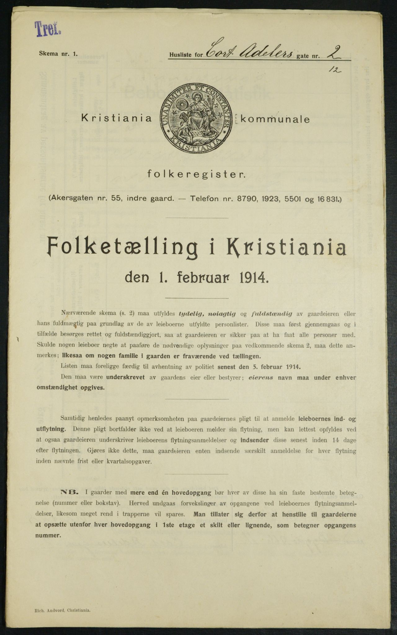 OBA, Kommunal folketelling 1.2.1914 for Kristiania, 1914, s. 13756