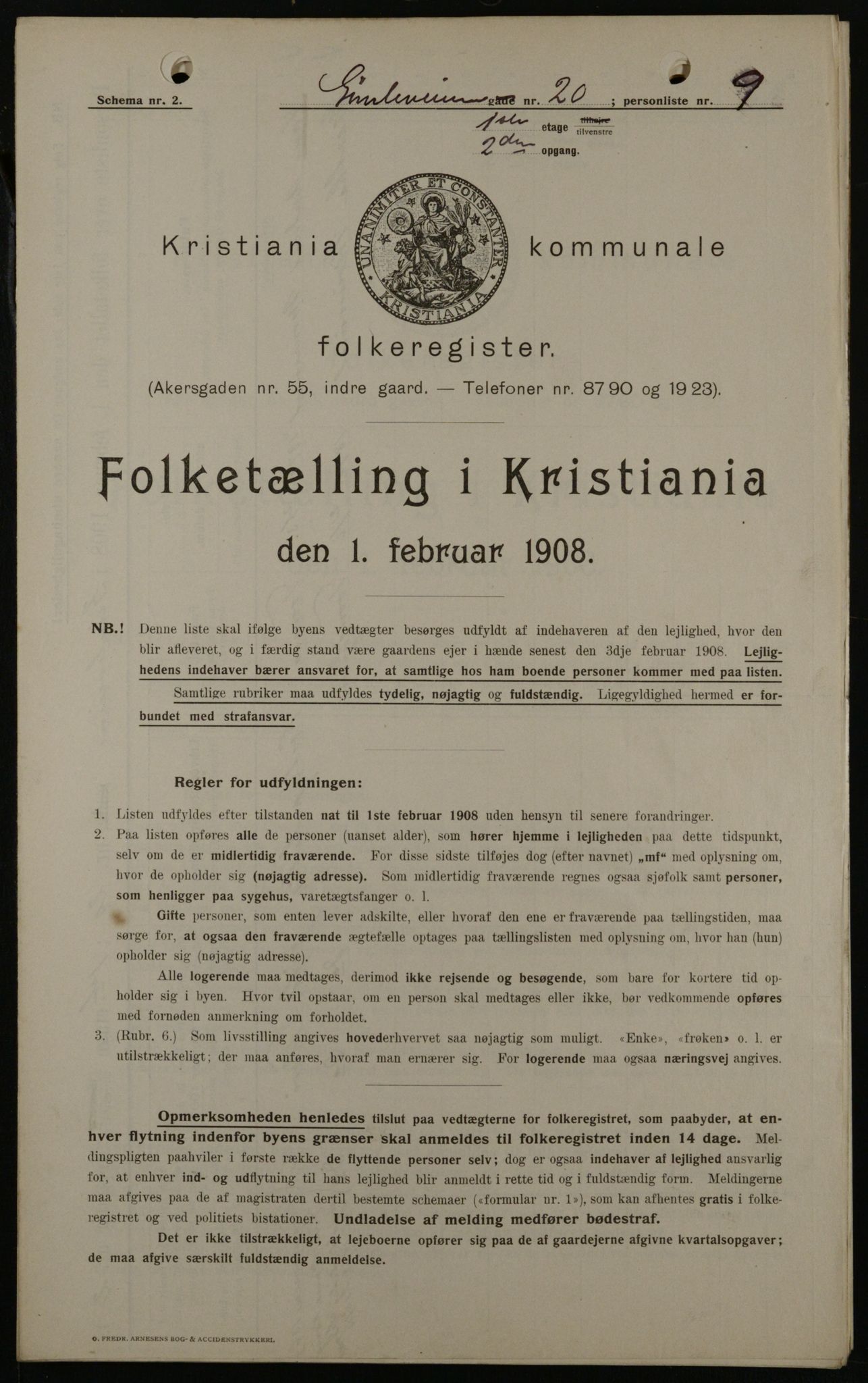 OBA, Kommunal folketelling 1.2.1908 for Kristiania kjøpstad, 1908, s. 26279