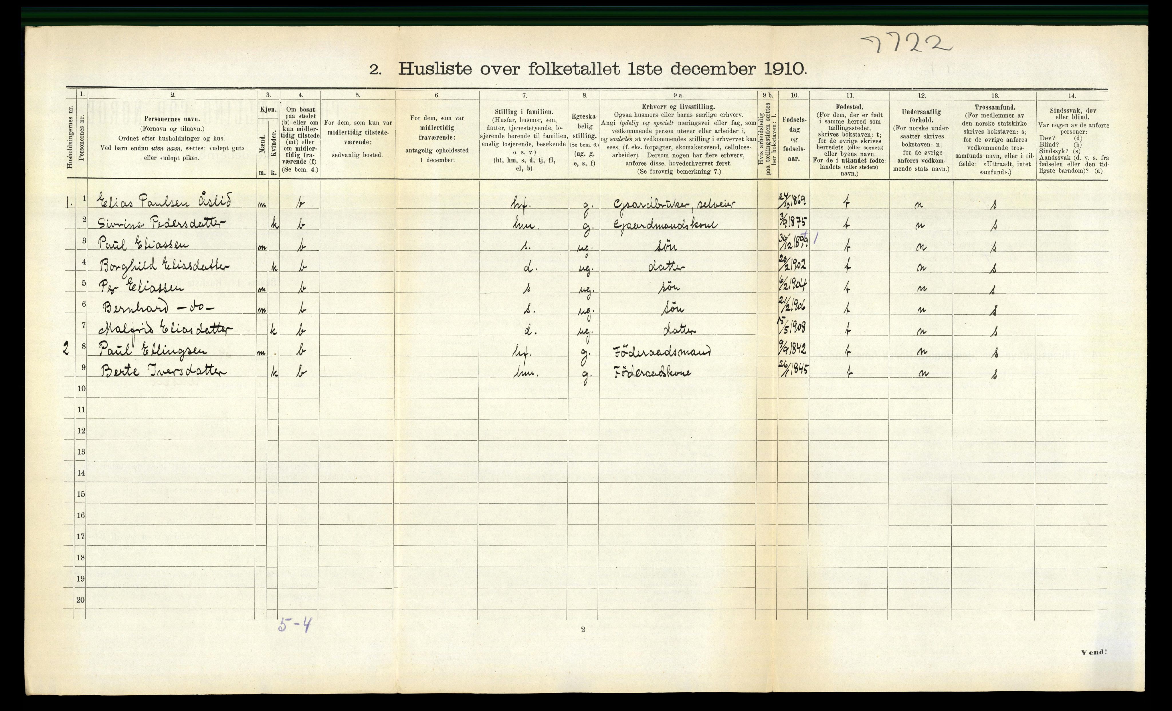 RA, Folketelling 1910 for 1519 Volda herred, 1910, s. 955