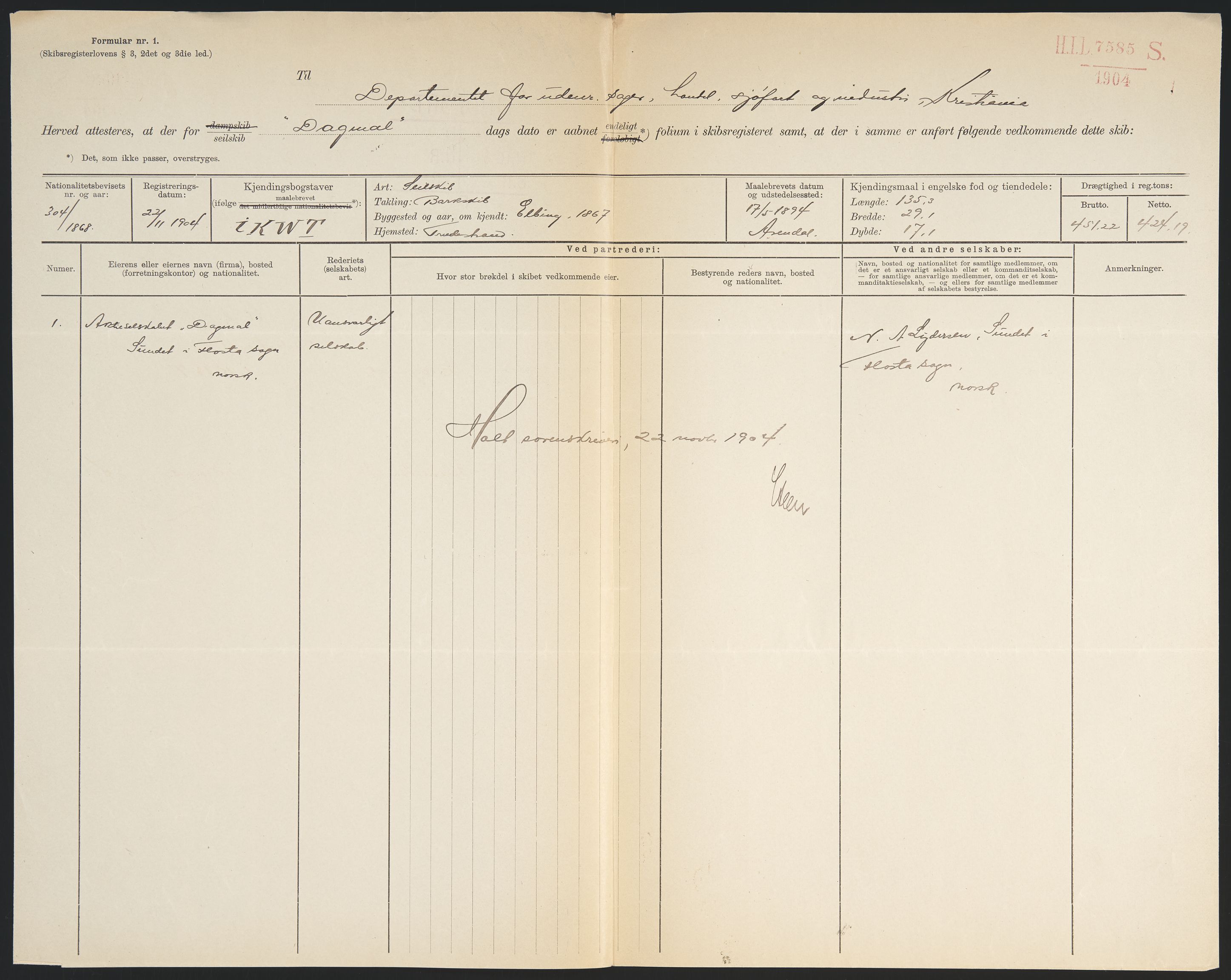 Sjøfartsdirektoratet med forløpere, skipsmapper slettede skip, RA/S-4998/F/Fa/L0225: --, 1867-1925, s. 507