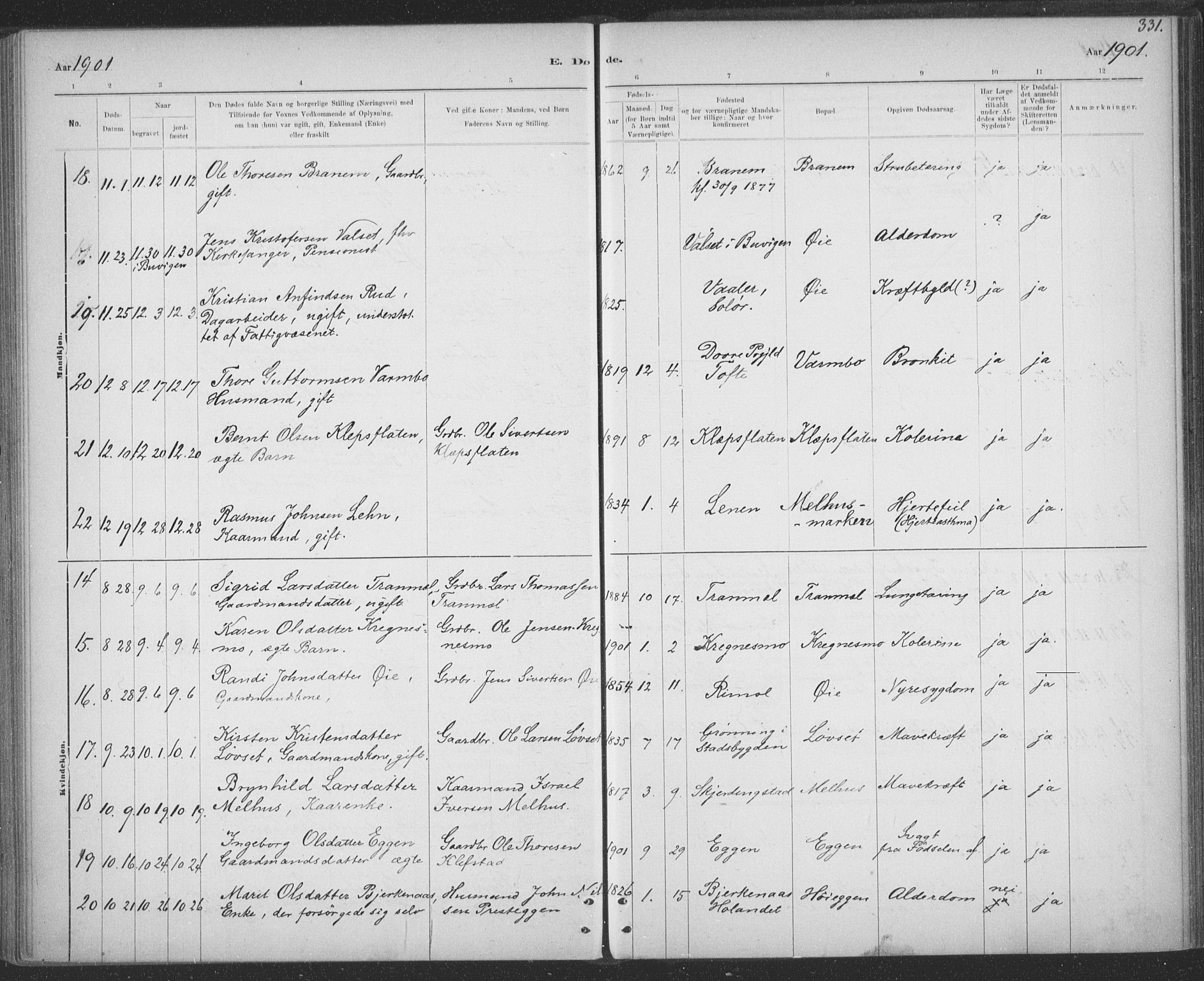 Ministerialprotokoller, klokkerbøker og fødselsregistre - Sør-Trøndelag, SAT/A-1456/691/L1085: Ministerialbok nr. 691A17, 1887-1908, s. 331