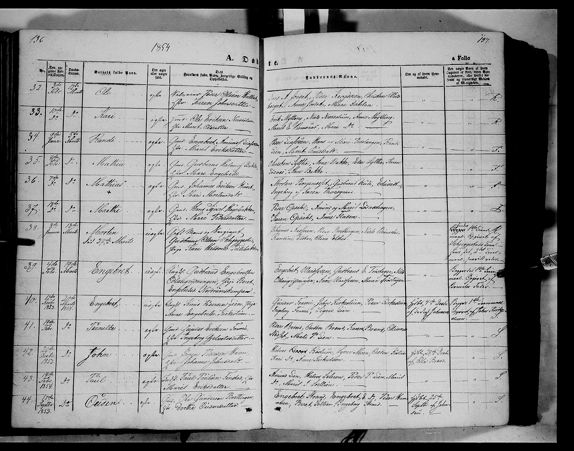 Ringebu prestekontor, AV/SAH-PREST-082/H/Ha/Haa/L0006: Ministerialbok nr. 6, 1848-1859, s. 136-137