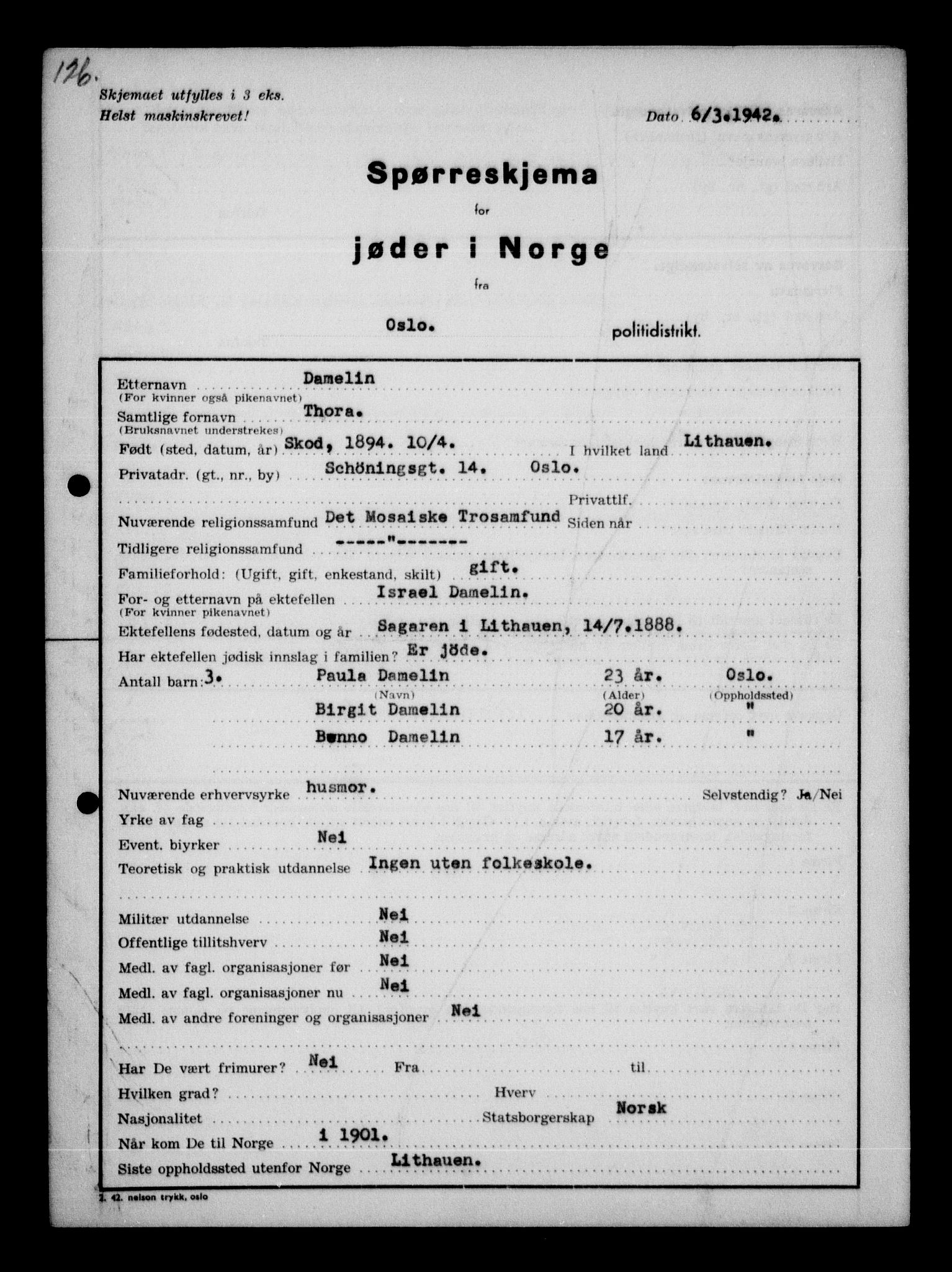 Statspolitiet - Hovedkontoret / Osloavdelingen, AV/RA-S-1329/G/Ga/L0009: Spørreskjema for jøder i Norge, Oslo Alexander-Gutman, 1942, s. 379