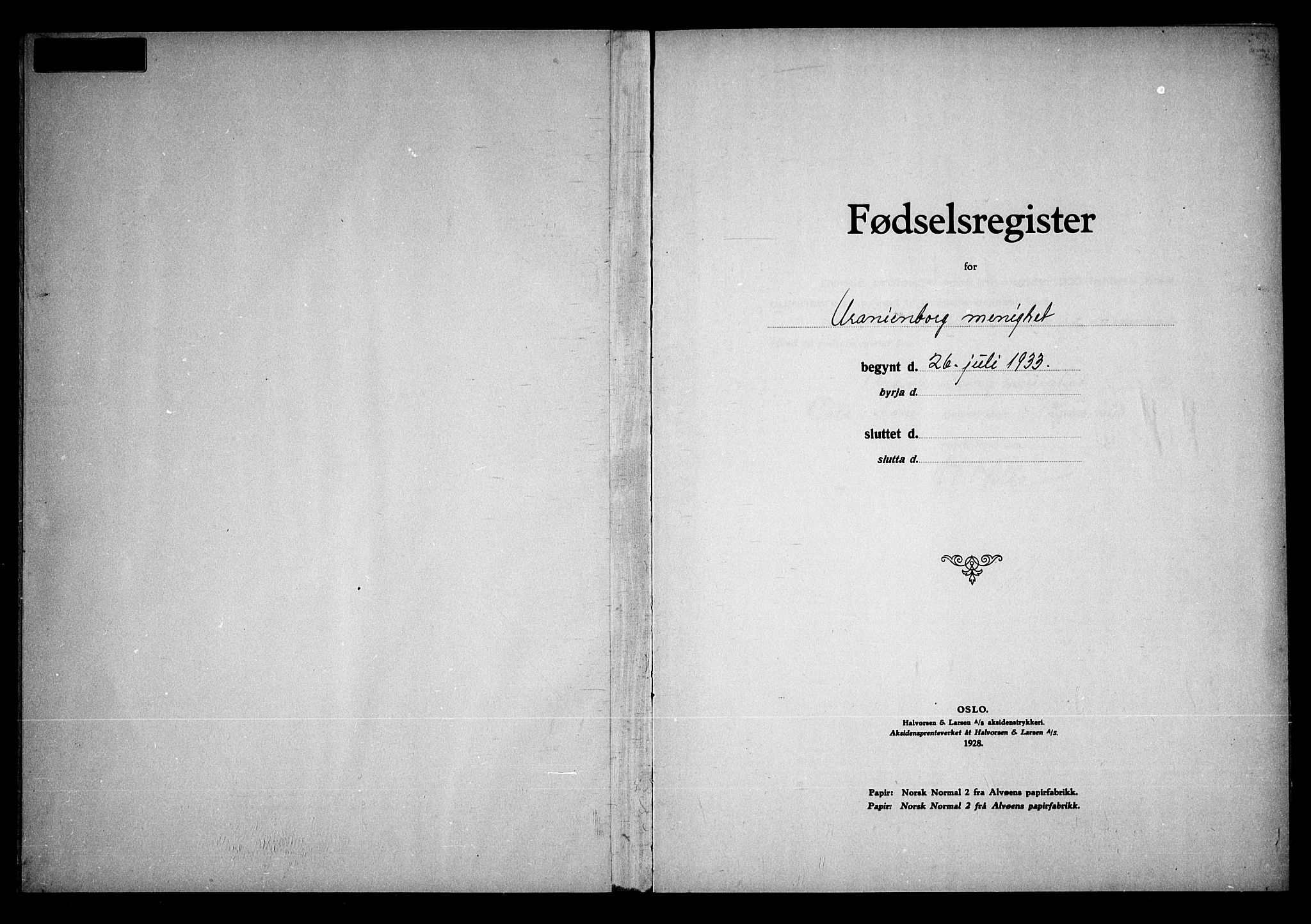 Uranienborg prestekontor Kirkebøker, AV/SAO-A-10877/J/Ja/L0003: Fødselsregister nr. 3, 1933-1936