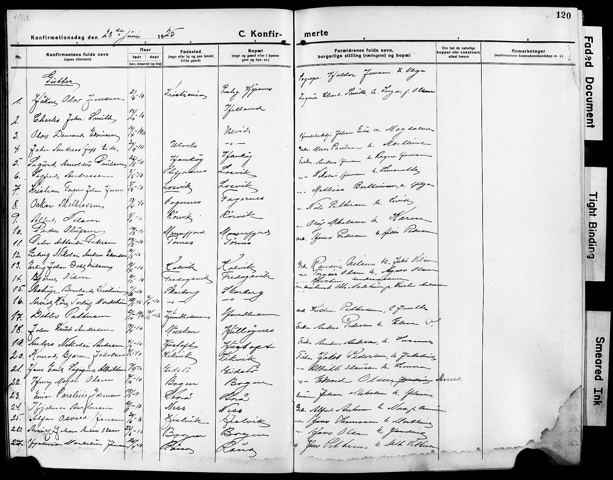 Ministerialprotokoller, klokkerbøker og fødselsregistre - Nordland, AV/SAT-A-1459/861/L0878: Klokkerbok nr. 861C04, 1917-1928, s. 120