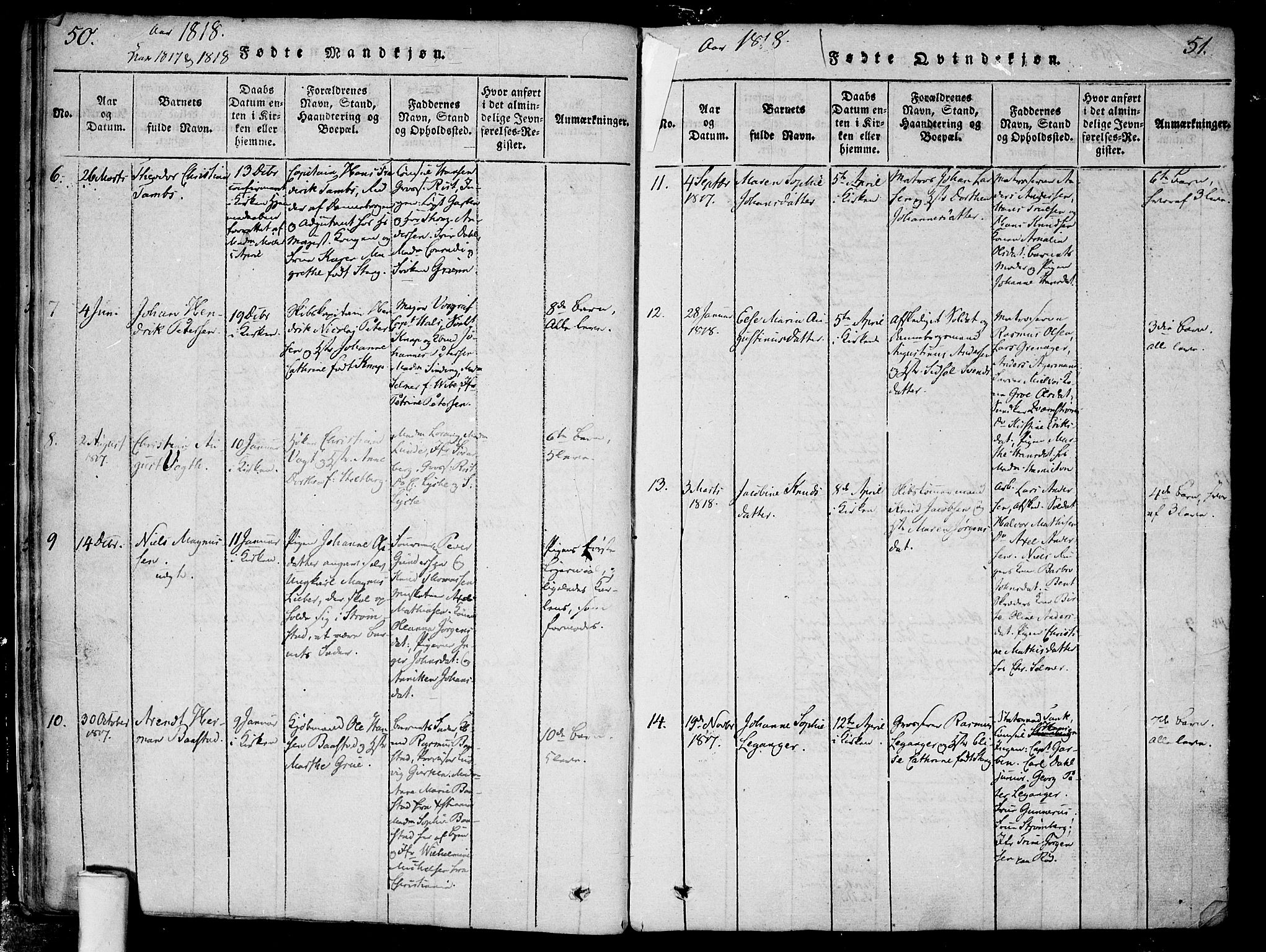 Halden prestekontor Kirkebøker, AV/SAO-A-10909/F/Fa/L0003: Ministerialbok nr. I 3, 1815-1834, s. 50-51