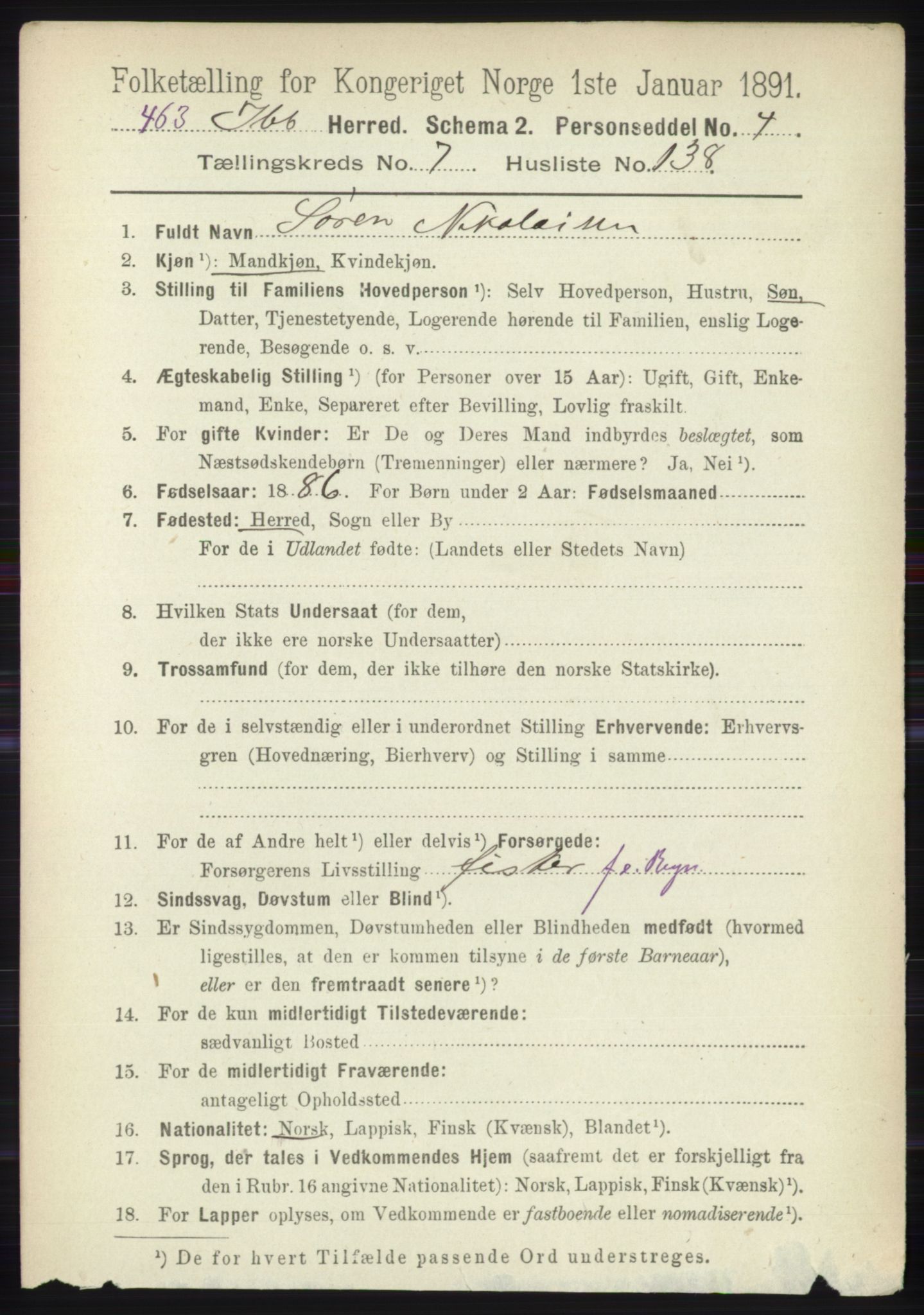 RA, Folketelling 1891 for 1917 Ibestad herred, 1891, s. 5114