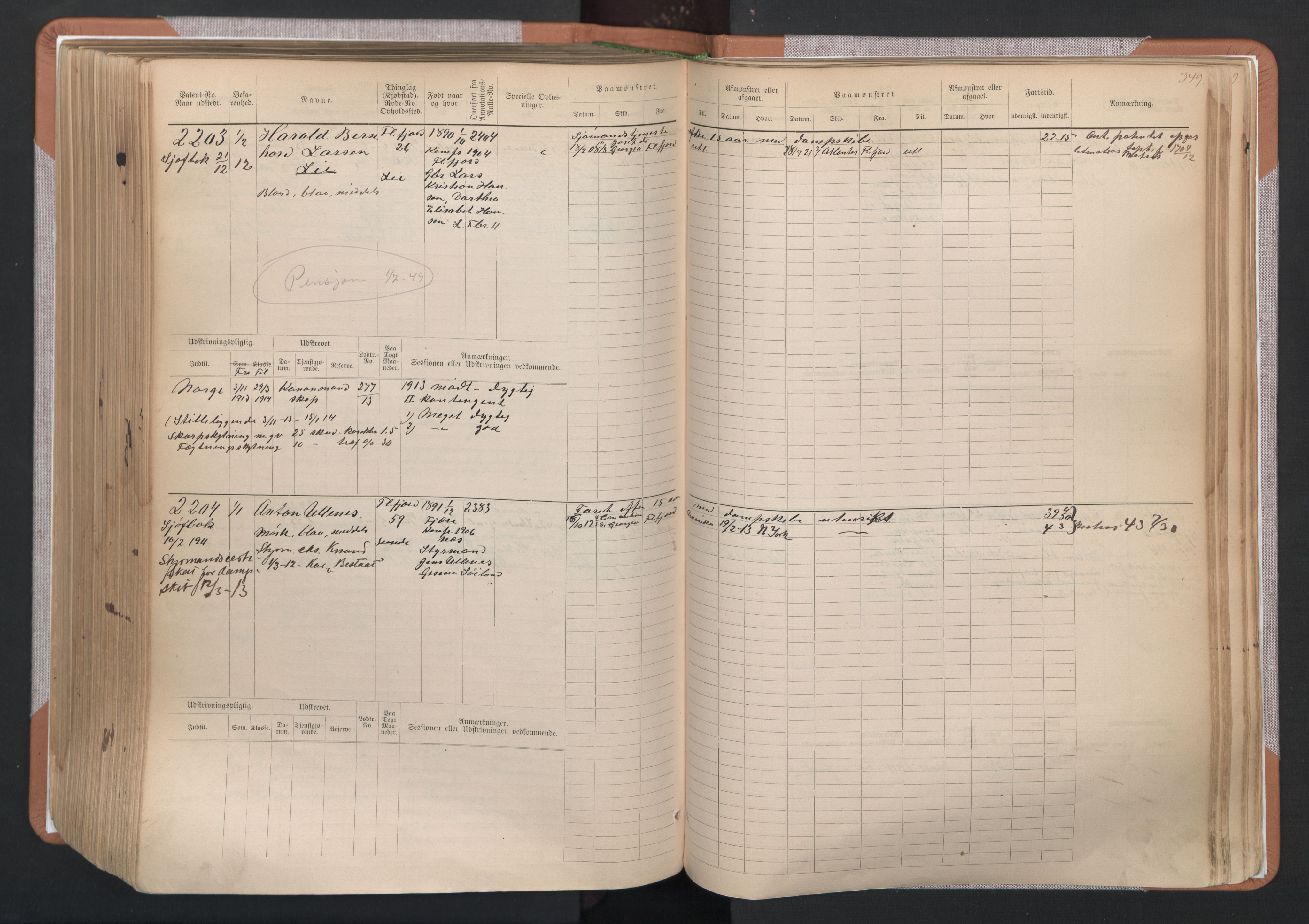 Flekkefjord mønstringskrets, SAK/2031-0018/F/Fb/L0003: Hovedrulle nr 1515-2326, N-6, 1885-1934, s. 351