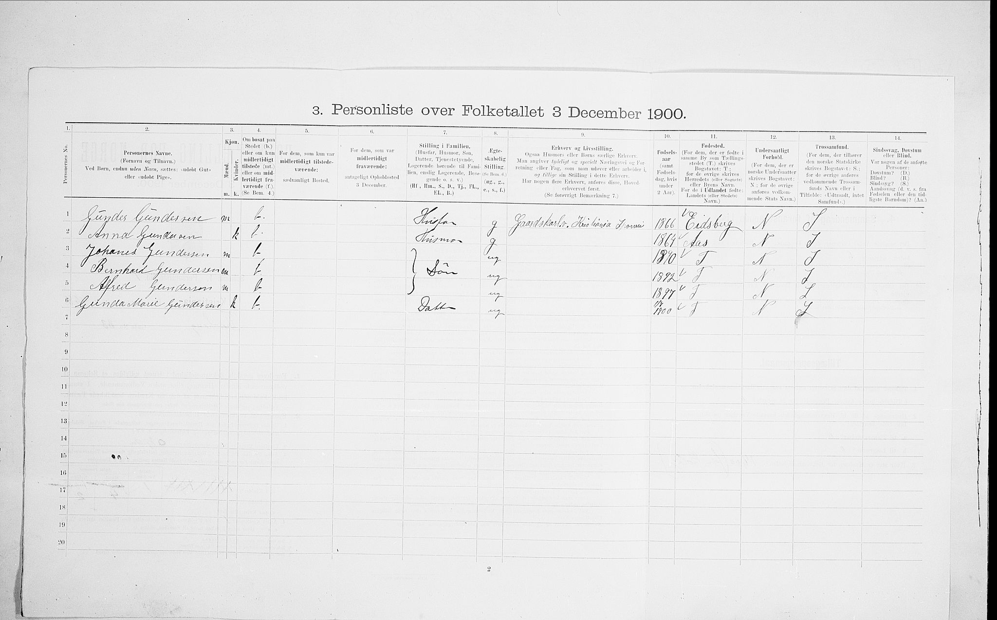 SAO, Folketelling 1900 for 0301 Kristiania kjøpstad, 1900, s. 98391