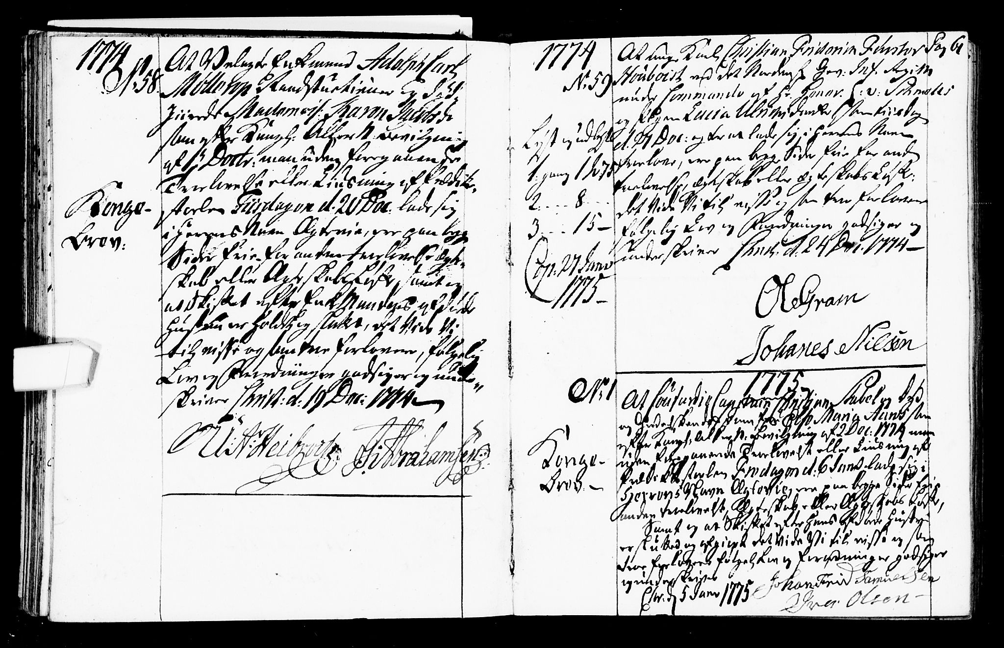 Oslo domkirke Kirkebøker, SAO/A-10752/L/La/L0009: Forlovererklæringer nr. 9, 1770-1784, s. 61