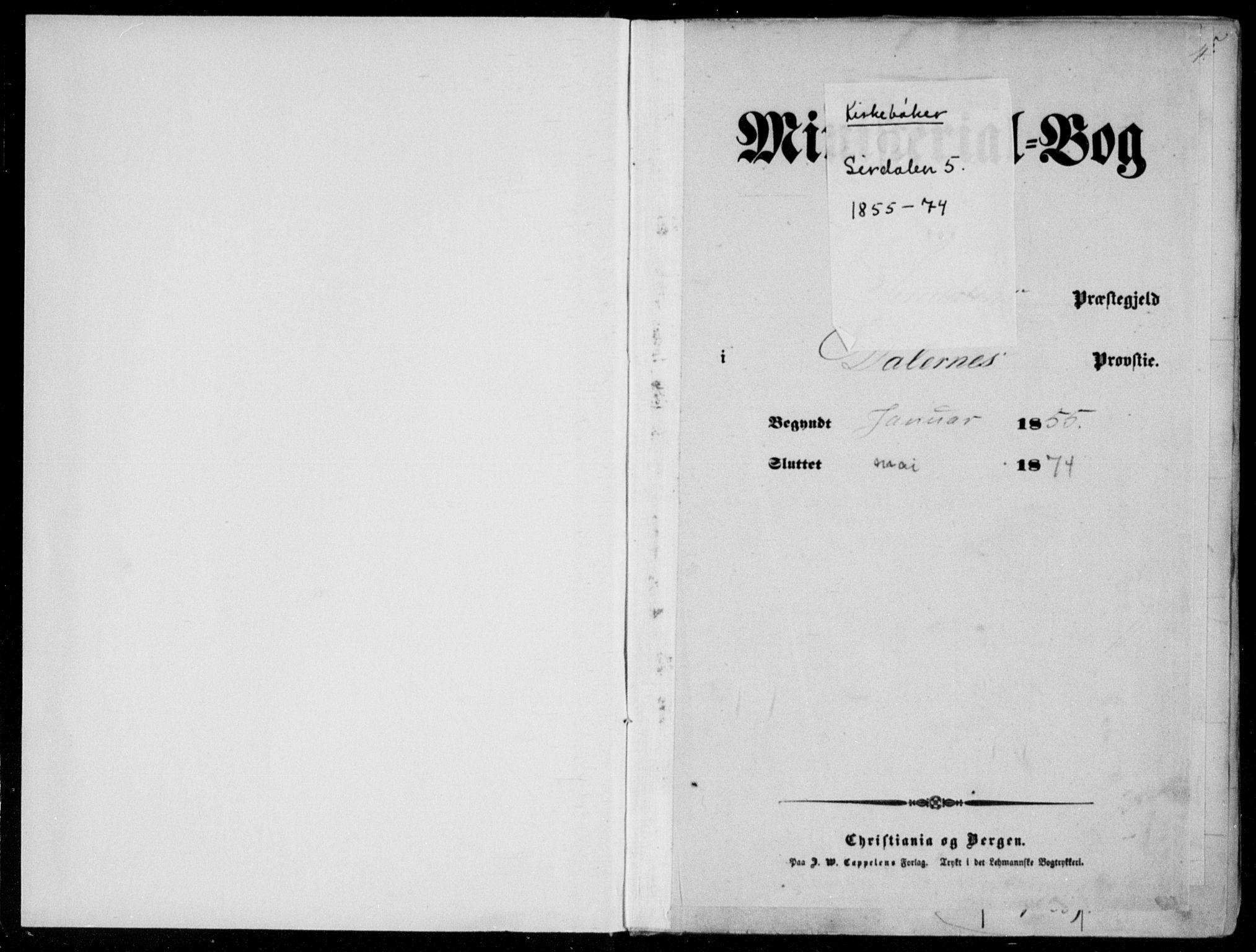 Sirdal sokneprestkontor, SAK/1111-0036/F/Fa/Fab/L0002: Ministerialbok nr. A 2, 1855-1874
