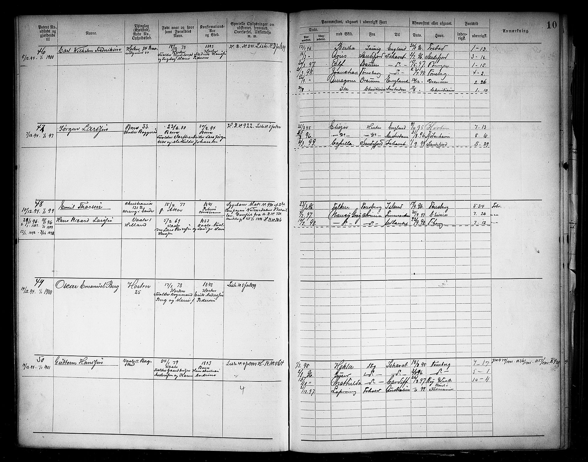 Horten innrulleringskontor, AV/SAKO-A-785/F/Fb/L0006: Annotasjonsrulle, 1889-1911, s. 12