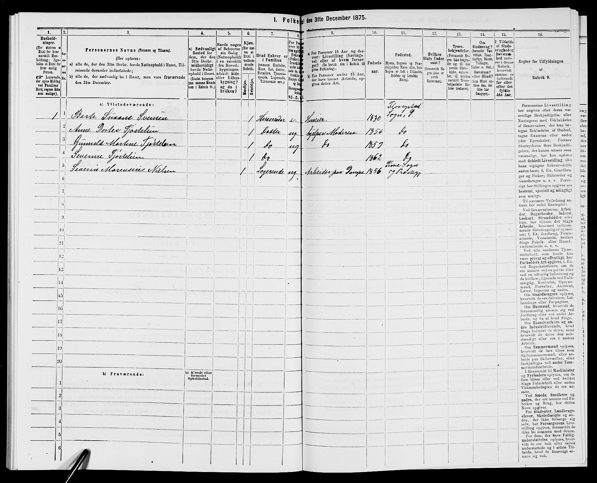 SAK, Folketelling 1875 for 0915P Dypvåg prestegjeld, 1875, s. 1394