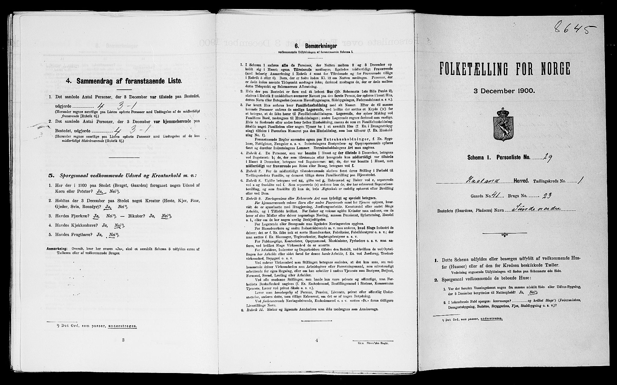 SAST, Folketelling 1900 for 1124 Haaland herred, 1900, s. 155