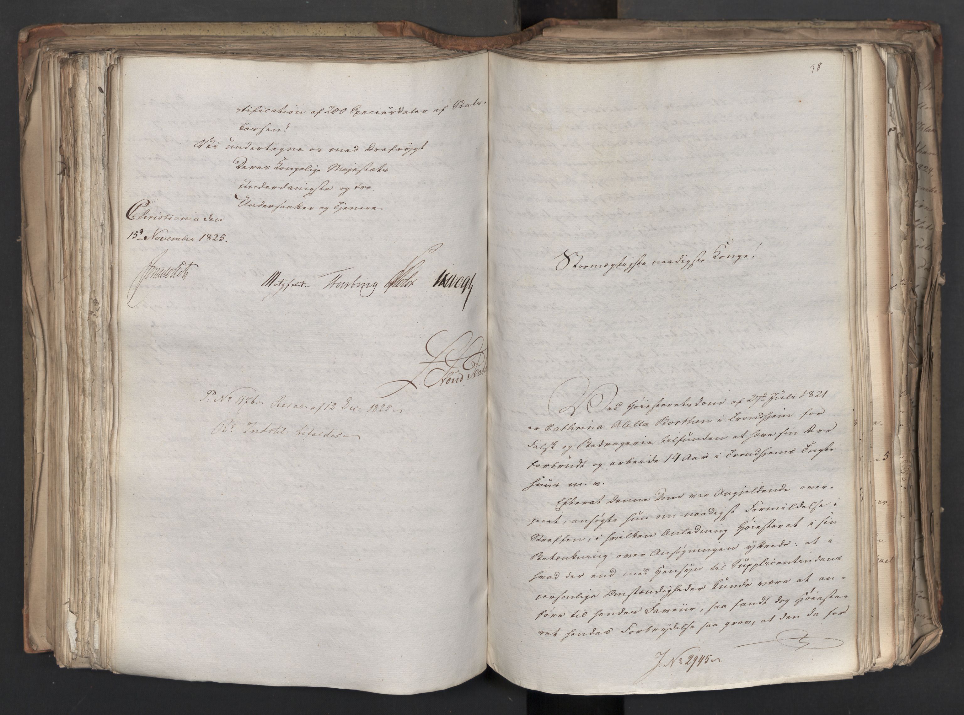 Statsrådsavdelingen i Stockholm, AV/RA-S-1003/D/Da/L0044: Regjeringsinnstillinger nr. 2846-3066, 1825, s. 286