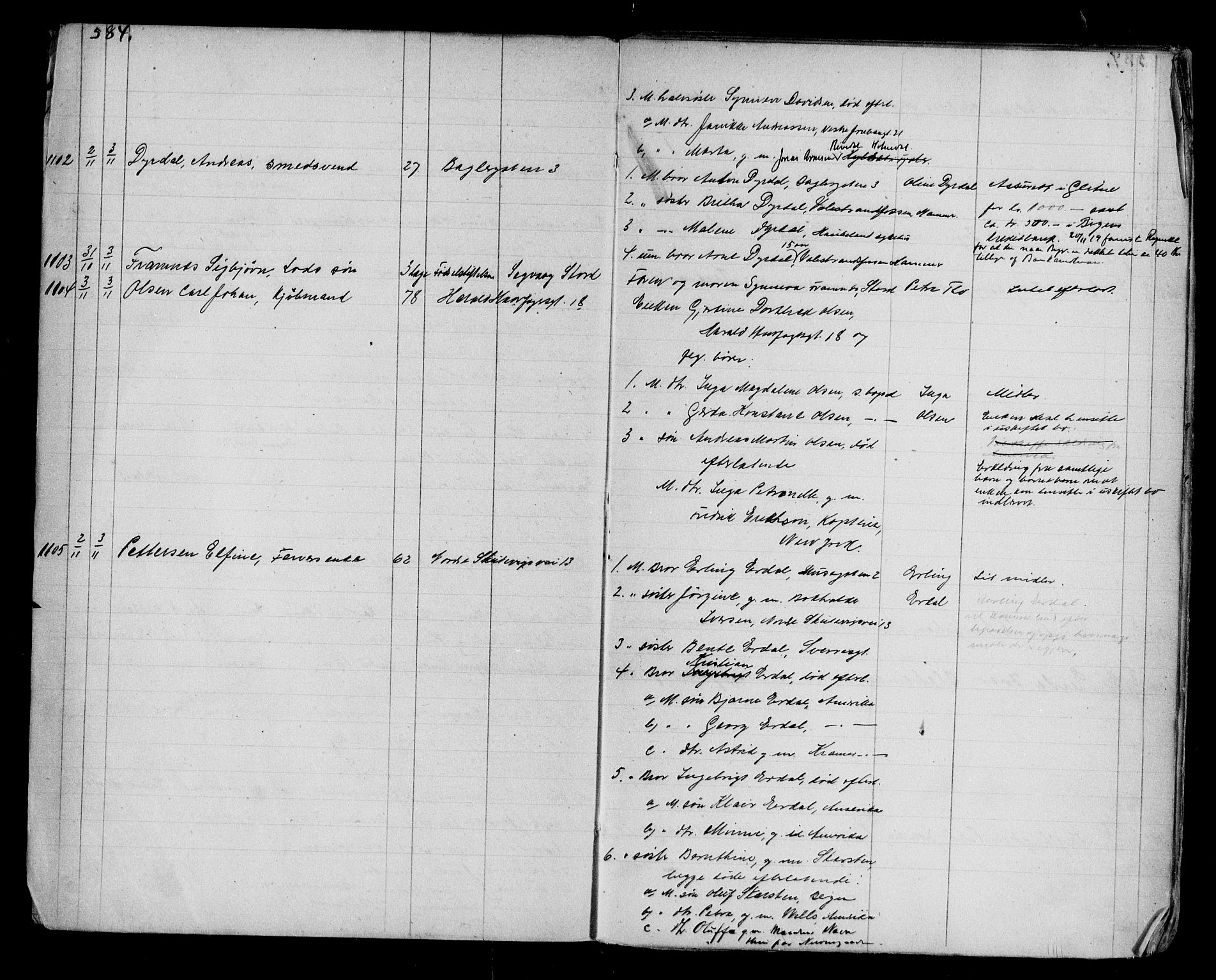 Byfogd og Byskriver i Bergen, AV/SAB-A-3401/06/06Na/L0012: Dødsfallsjournaler, 1918-1919, s. 584-585