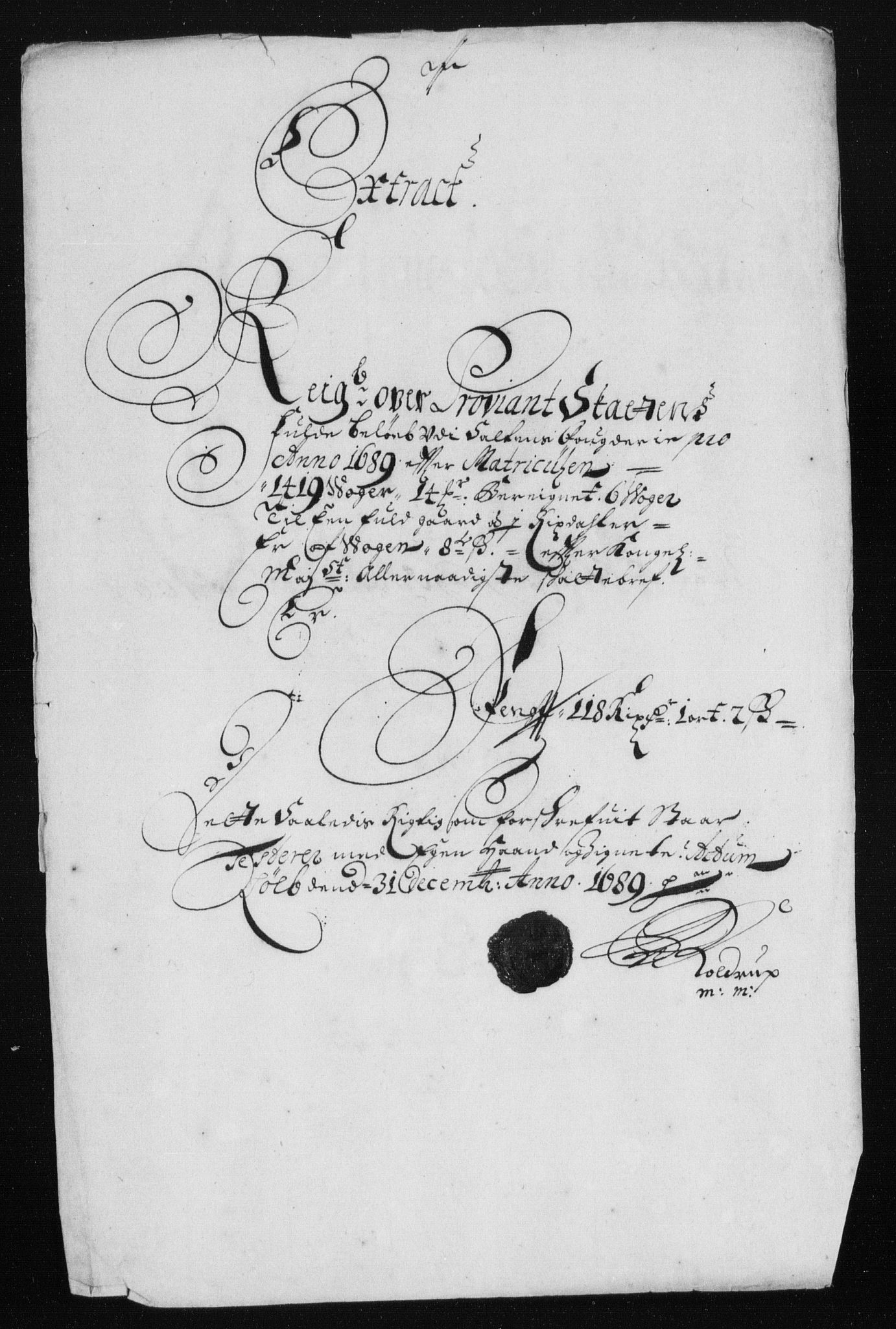 Rentekammeret inntil 1814, Reviderte regnskaper, Stiftamtstueregnskaper, Trondheim stiftamt og Nordland amt, RA/EA-6044/R/Rh/L0013: Nordland amt, 1689