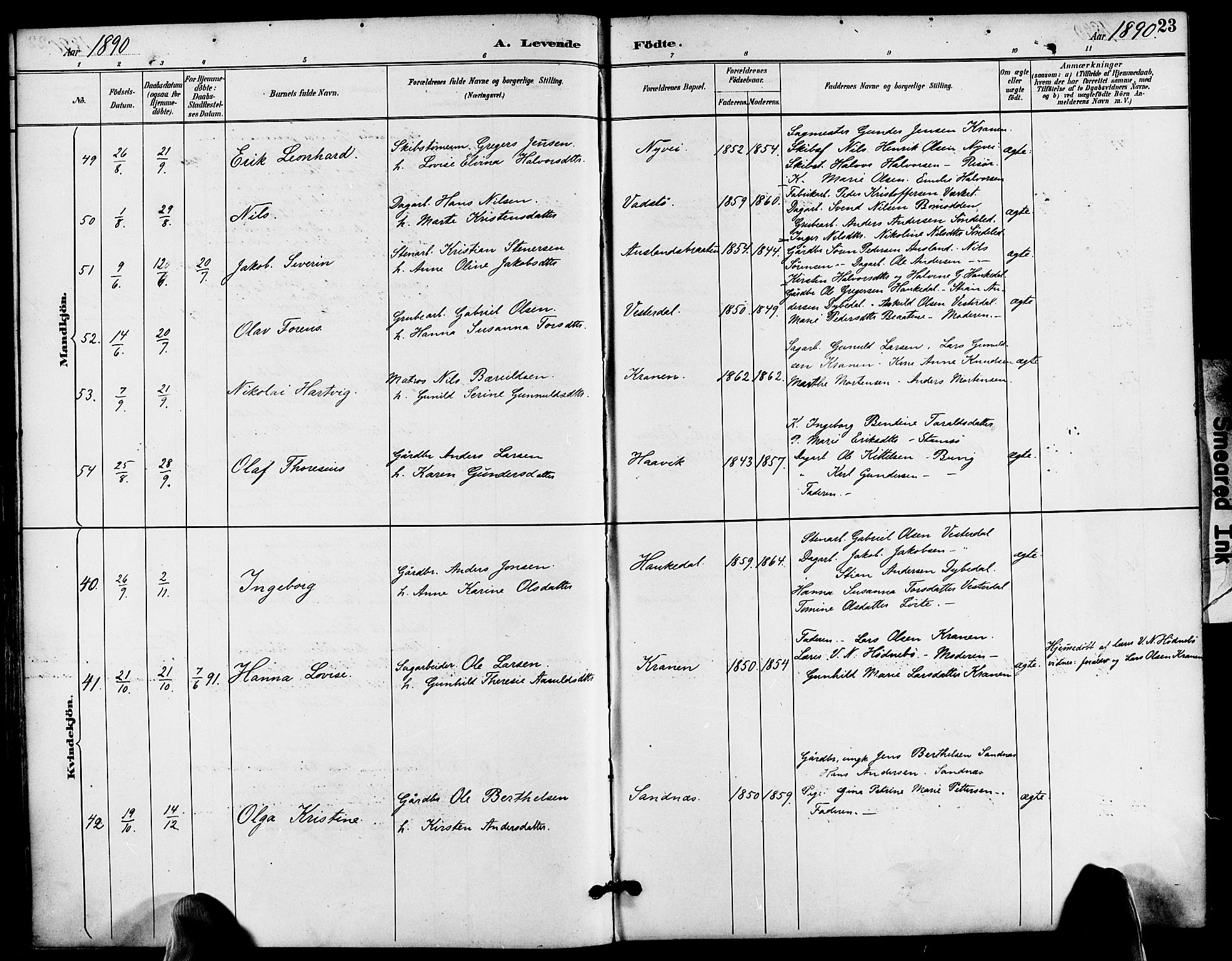 Søndeled sokneprestkontor, AV/SAK-1111-0038/F/Fa/L0005: Ministerialbok nr. A 5, 1889-1899, s. 23