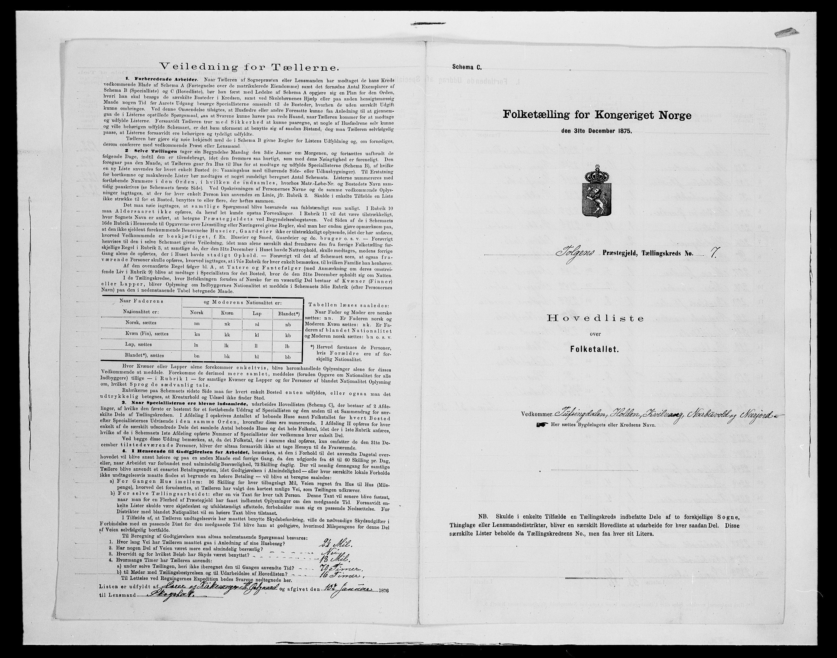 SAH, Folketelling 1875 for 0436P Tolga prestegjeld, 1875, s. 125