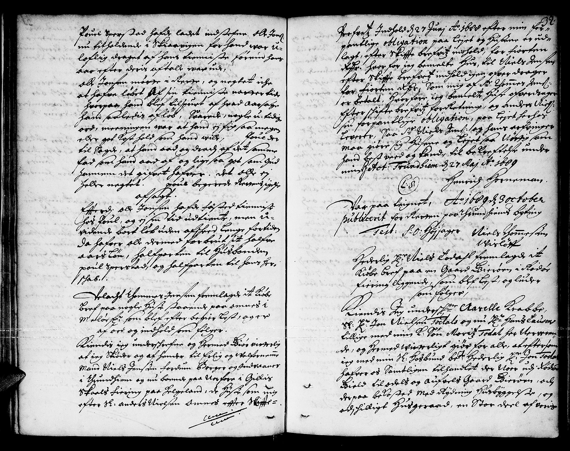 Helgeland sorenskriveri, AV/SAT-A-0004/1/1A/L0001: Tingbok 1, 1690-1693, s. 31b-32a