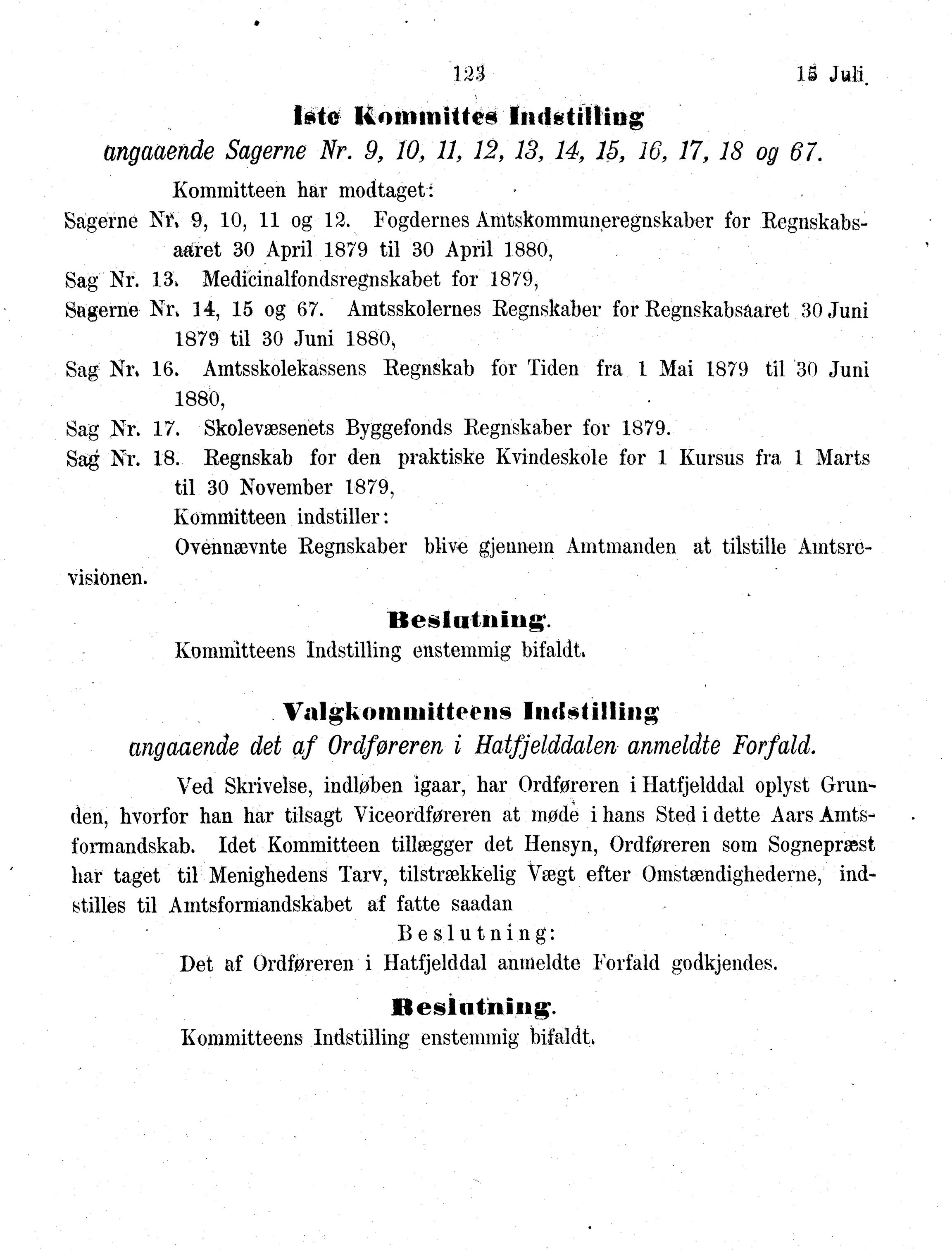 Nordland Fylkeskommune. Fylkestinget, AIN/NFK-17/176/A/Ac/L0013: Fylkestingsforhandlinger 1880, 1880