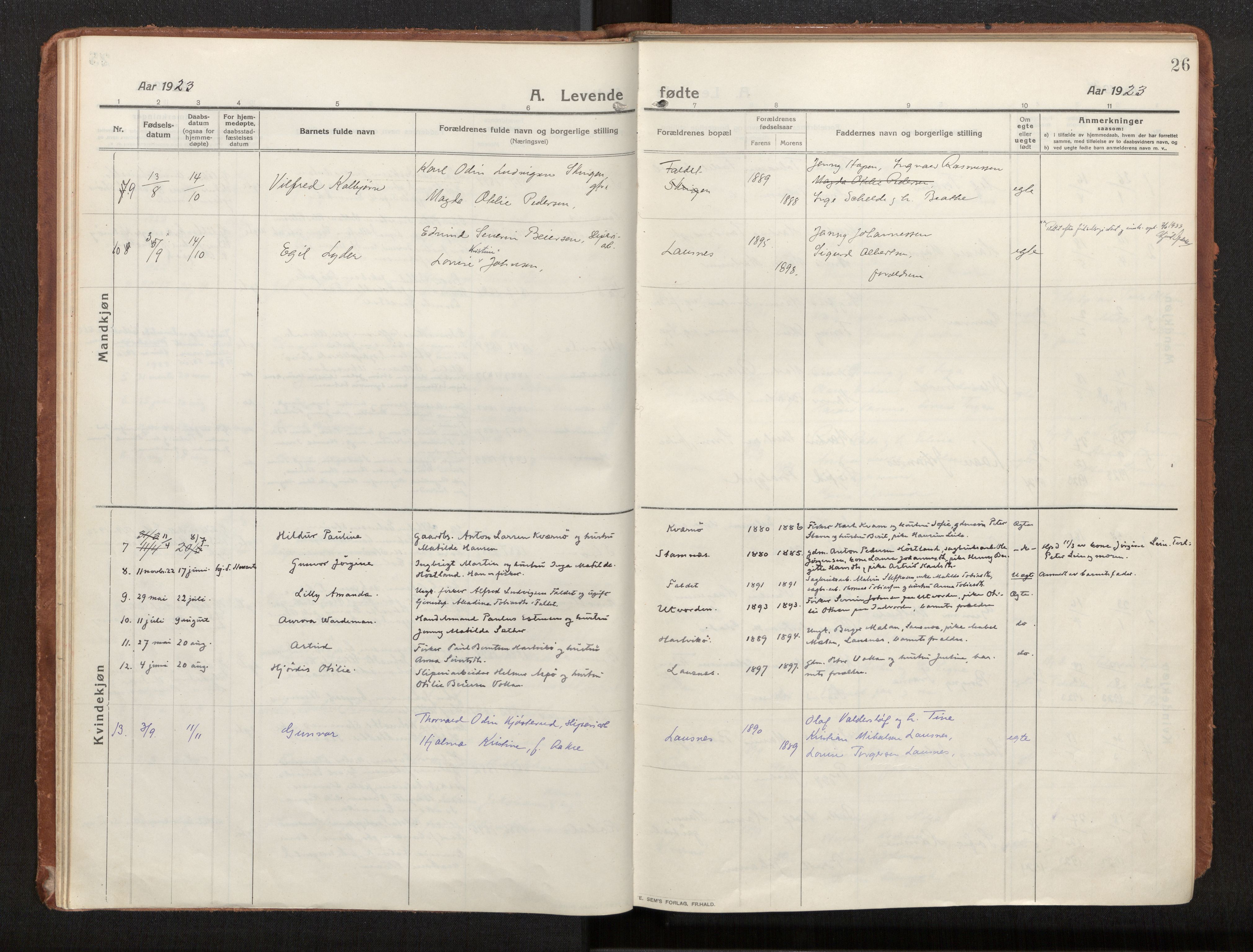 Ministerialprotokoller, klokkerbøker og fødselsregistre - Nord-Trøndelag, AV/SAT-A-1458/772/L0604: Ministerialbok nr. 772A02, 1913-1937, s. 26