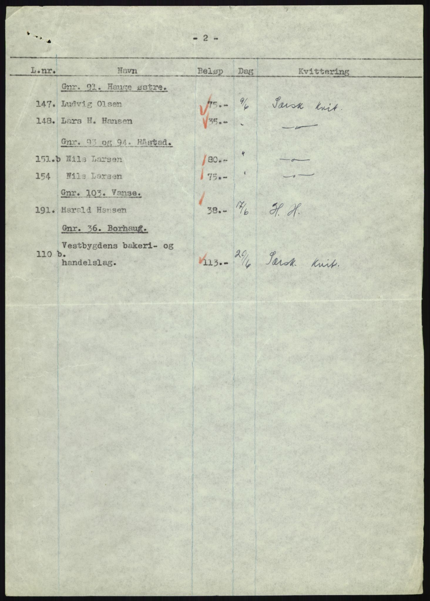 Forsvarsdepartementet, 10. kontor / Oppgjørskontoret, AV/RA-RAFA-1225/D/Db/L0180: Lista oppgjørskontor, 1942-1952, s. 1132