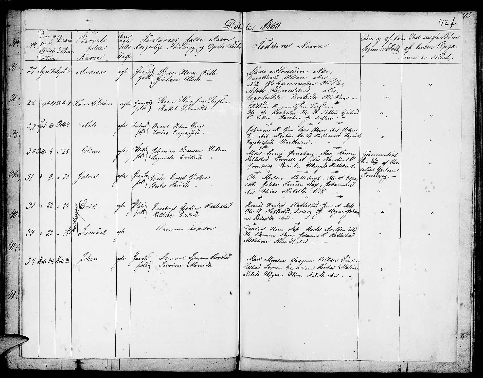 Gaular sokneprestembete, AV/SAB-A-80001/H/Hab/Habc/L0001: Klokkerbok nr. C 1, 1853-1877, s. 42