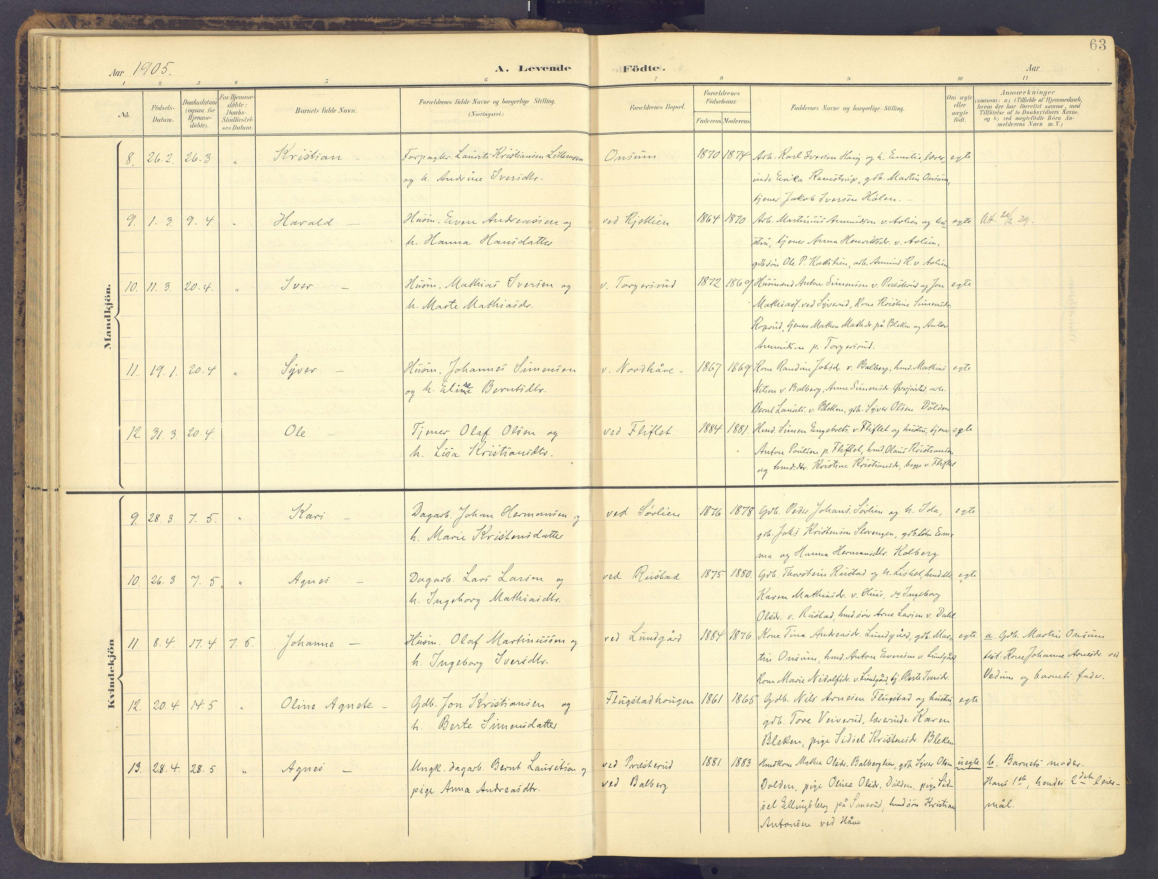 Fåberg prestekontor, AV/SAH-PREST-086/H/Ha/Haa/L0012: Ministerialbok nr. 12, 1899-1915, s. 63