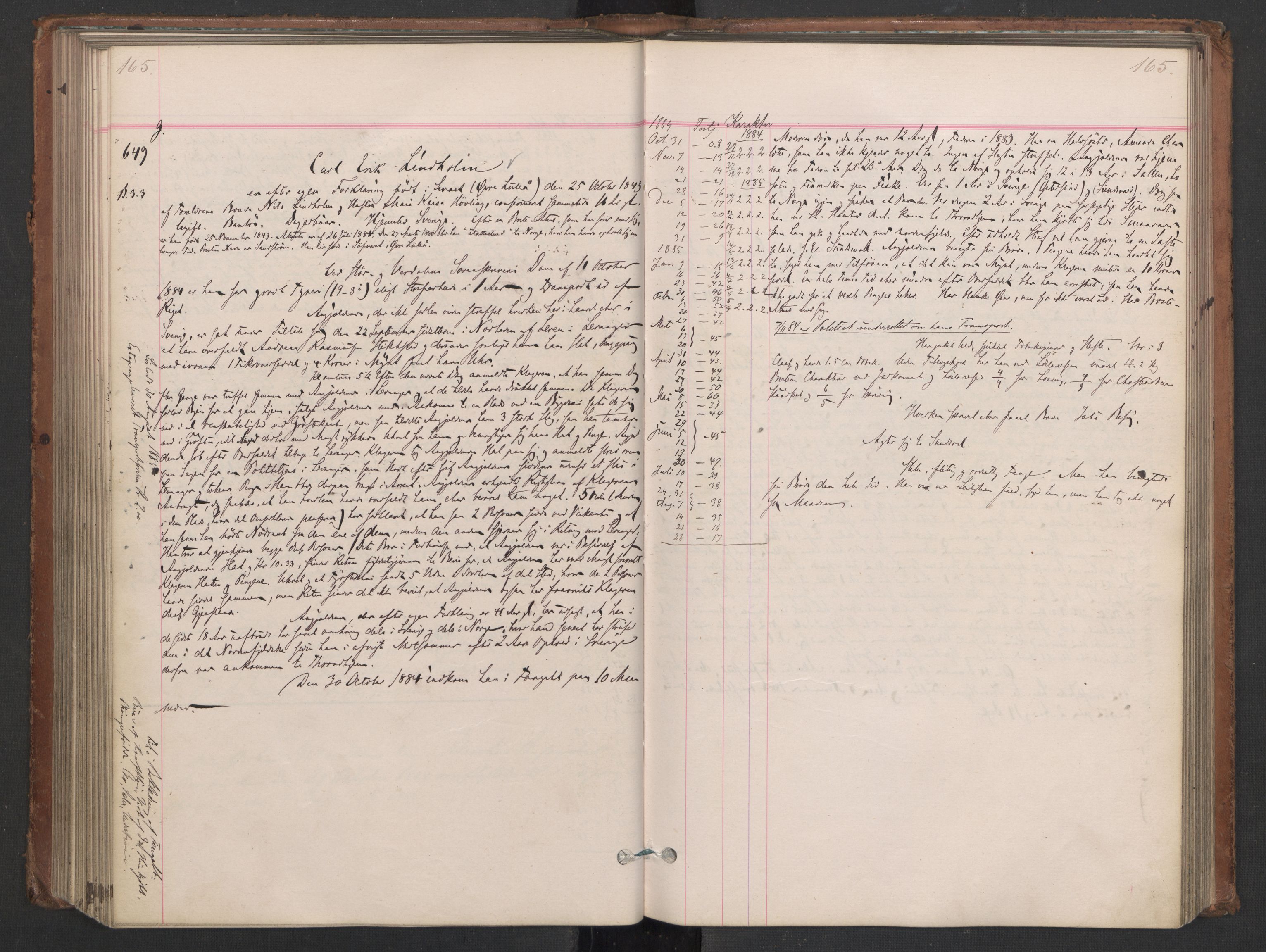Botsfengslet, AV/RA-S-1539/D/Db/Dbb/L0022: 485g - 773g, 1884-1885, s. 165