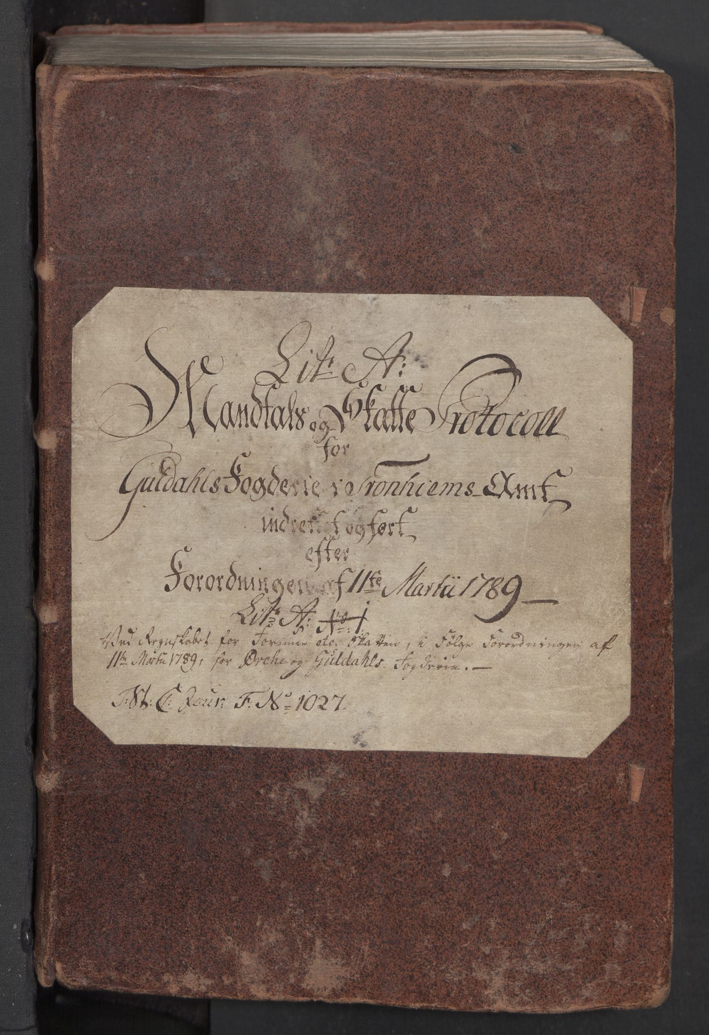 Rentekammeret inntil 1814, Reviderte regnskaper, Mindre regnskaper, RA/EA-4068/Rf/Rfe/L0034: Orkdal og Gauldal fogderi, 1789, s. 3