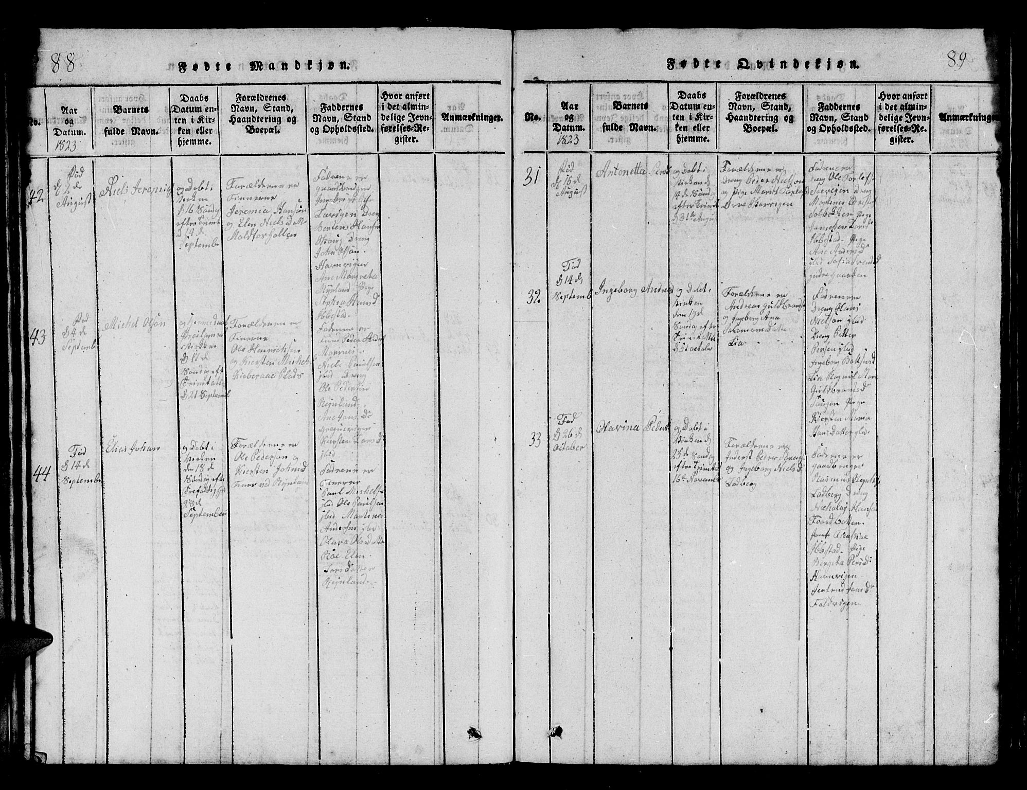 Ibestad sokneprestembete, AV/SATØ-S-0077/H/Ha/Hab/L0002klokker: Klokkerbok nr. 2, 1821-1833, s. 88-89