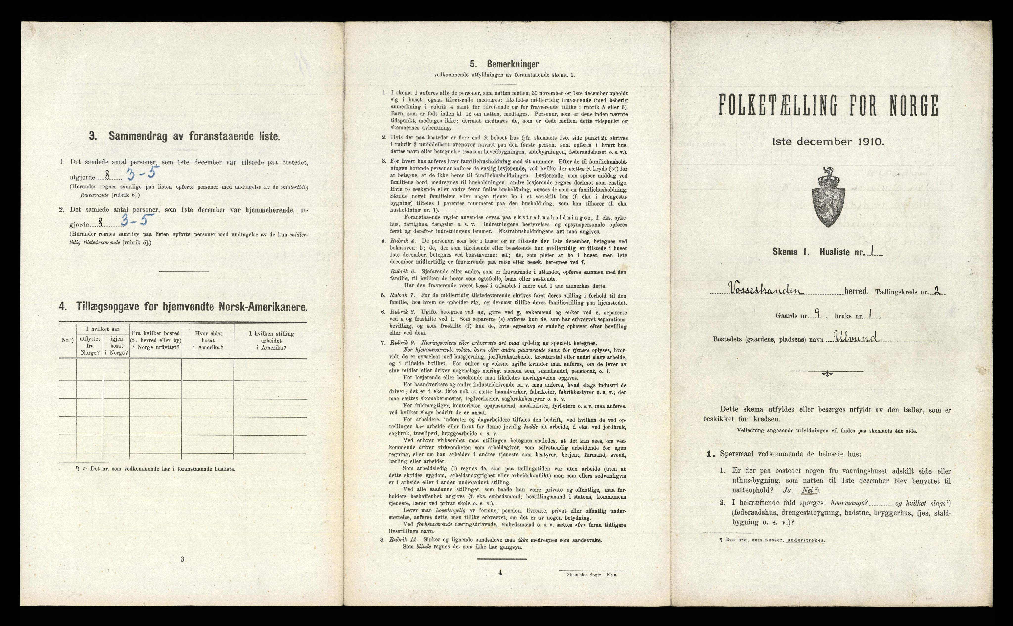 RA, Folketelling 1910 for 1236 Vossestrand herred, 1910, s. 205