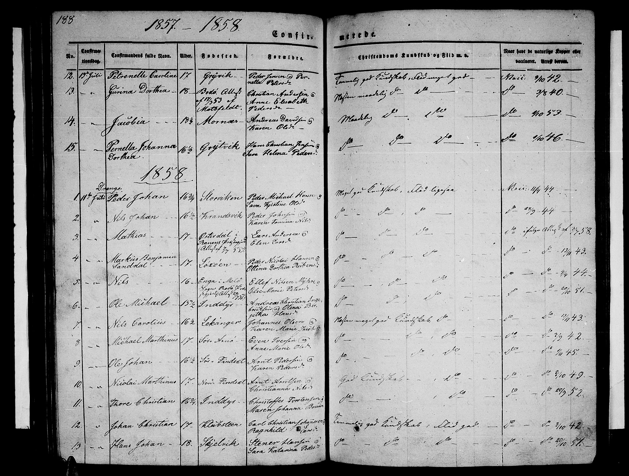 Ministerialprotokoller, klokkerbøker og fødselsregistre - Nordland, AV/SAT-A-1459/805/L0106: Klokkerbok nr. 805C02, 1841-1861, s. 188