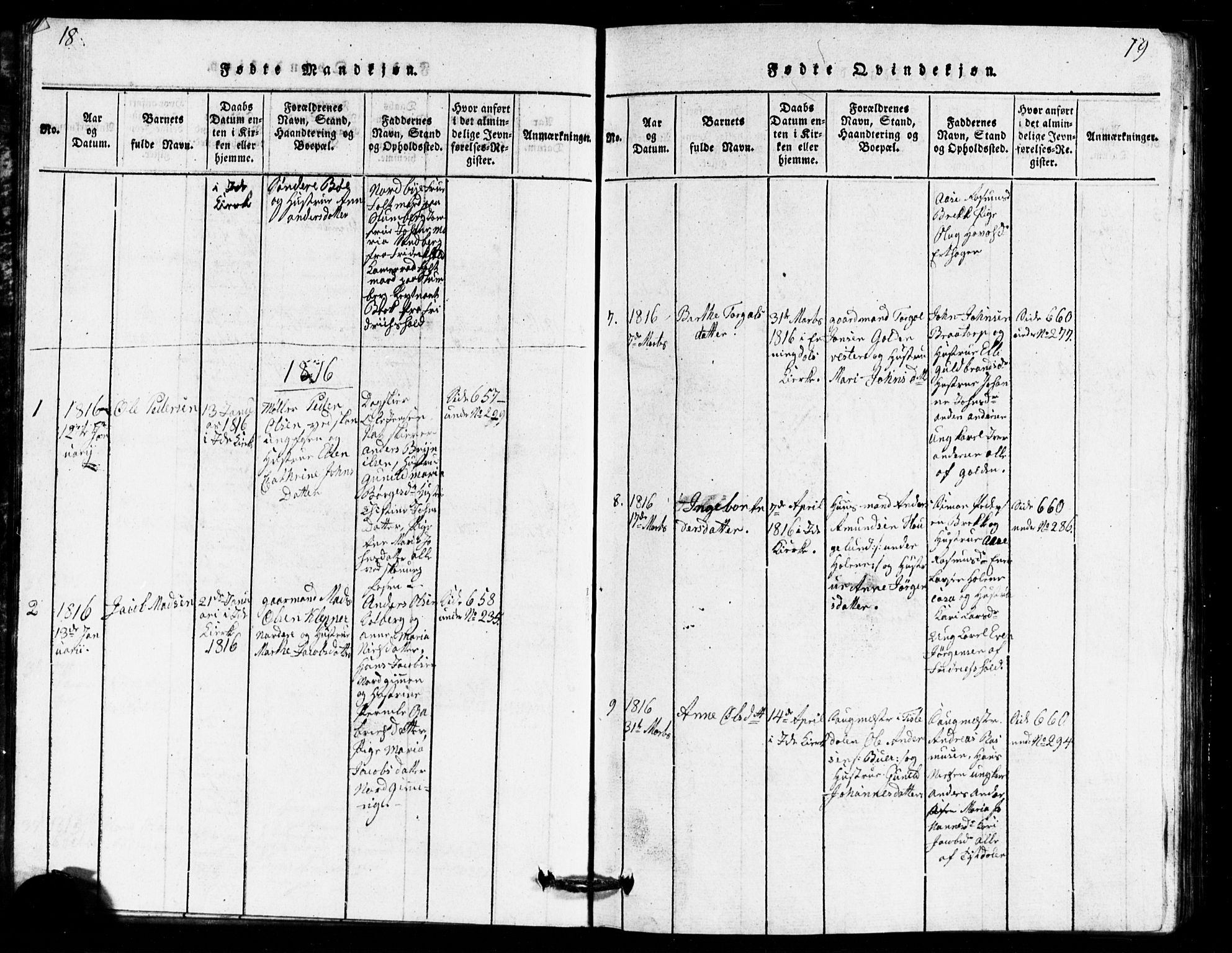 Idd prestekontor Kirkebøker, AV/SAO-A-10911/G/Ga/L0001: Klokkerbok nr. I 1, 1815-1826, s. 18-19