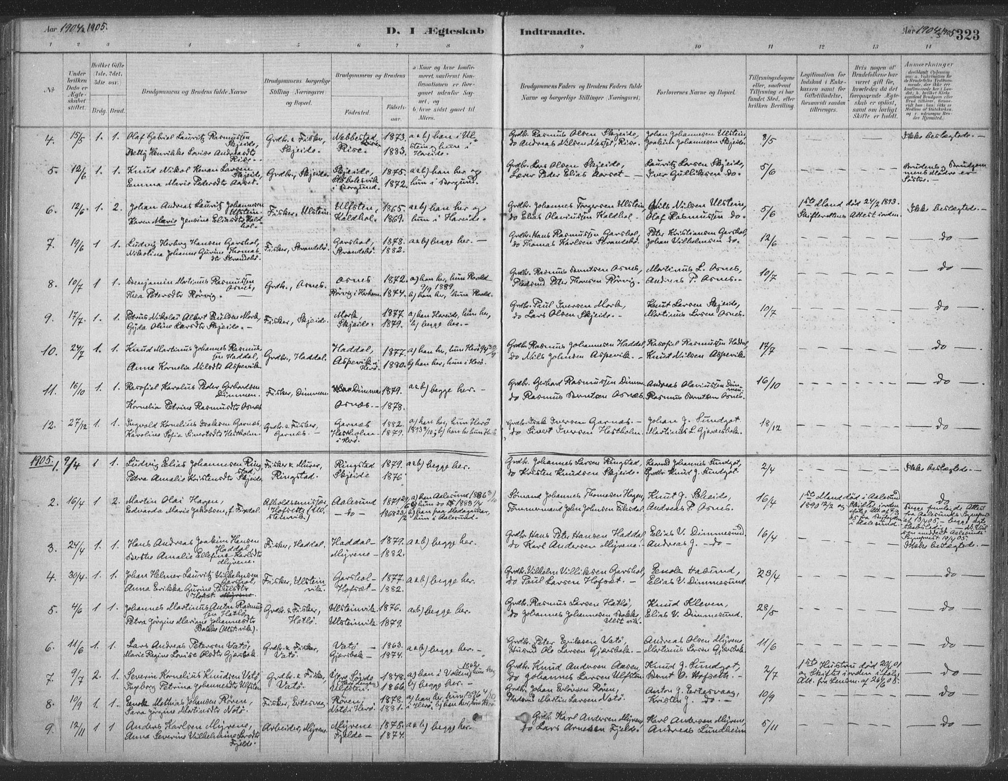 Ministerialprotokoller, klokkerbøker og fødselsregistre - Møre og Romsdal, SAT/A-1454/509/L0106: Ministerialbok nr. 509A04, 1883-1922, s. 323