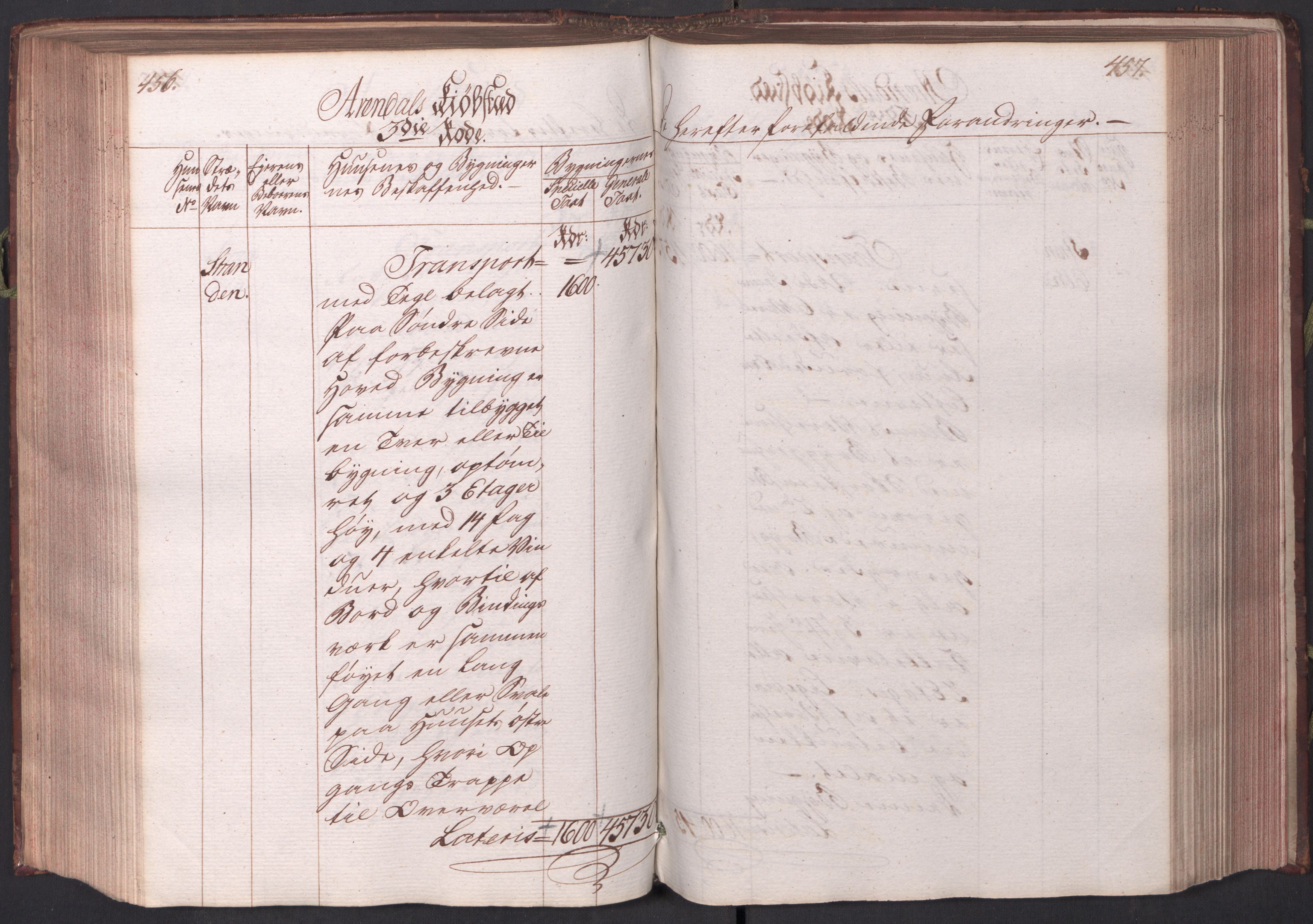 Kommersekollegiet, Brannforsikringskontoret 1767-1814, AV/RA-EA-5458/F/Fa/L0002/0001: Arendal / Branntakstprotokoll, 1797, s. 456-457