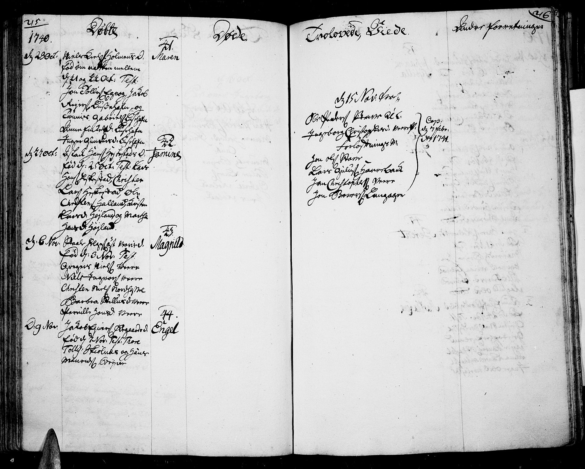 Lista sokneprestkontor, AV/SAK-1111-0027/F/Fa/L0002: Ministerialbok nr. A 2 /1, 1726-1742, s. 215-216