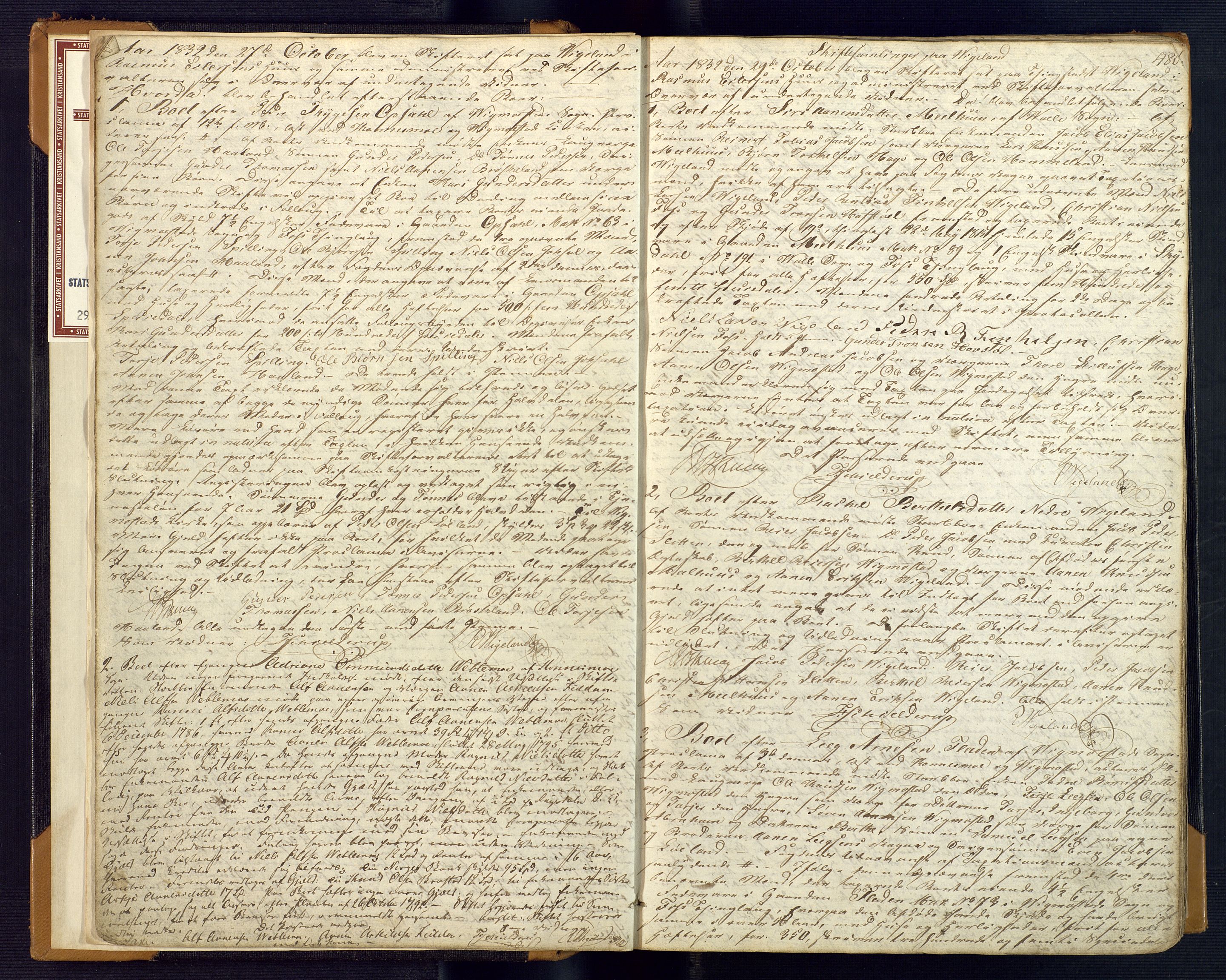 Lyngdal sorenskriveri, AV/SAK-1221-0004/H/Hc/L0868: Skiftebehandlingsprotokoll nr. 2b, 1832-1850, s. 479b-480a