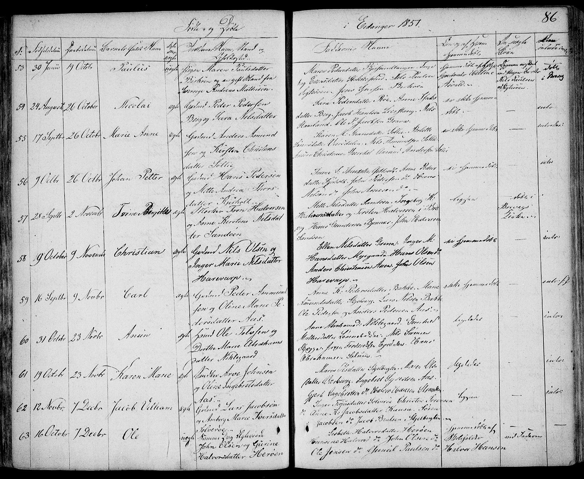 Eidanger kirkebøker, AV/SAKO-A-261/F/Fa/L0008: Ministerialbok nr. 8, 1831-1858, s. 86