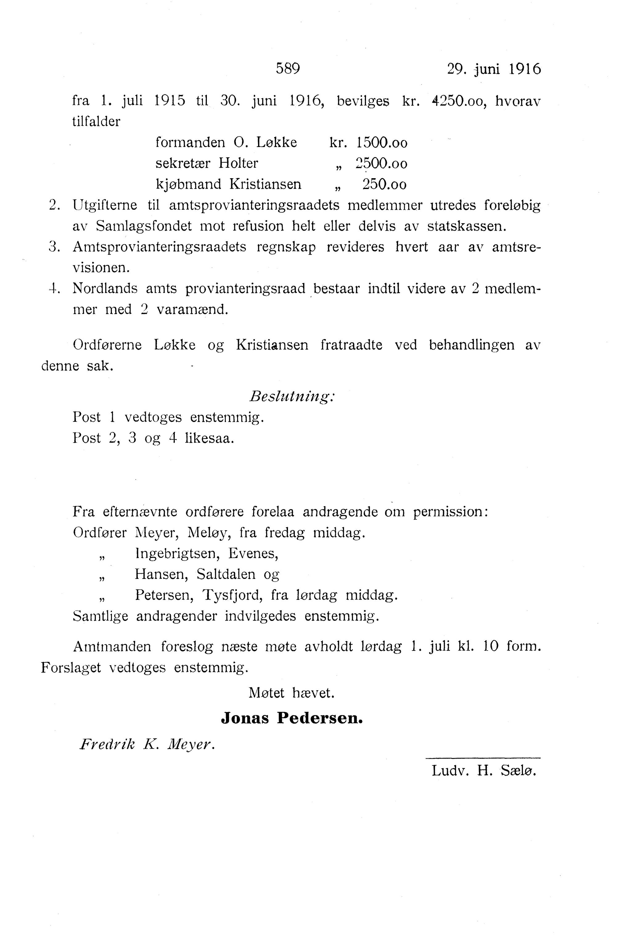 Nordland Fylkeskommune. Fylkestinget, AIN/NFK-17/176/A/Ac/L0039: Fylkestingsforhandlinger 1916, 1916