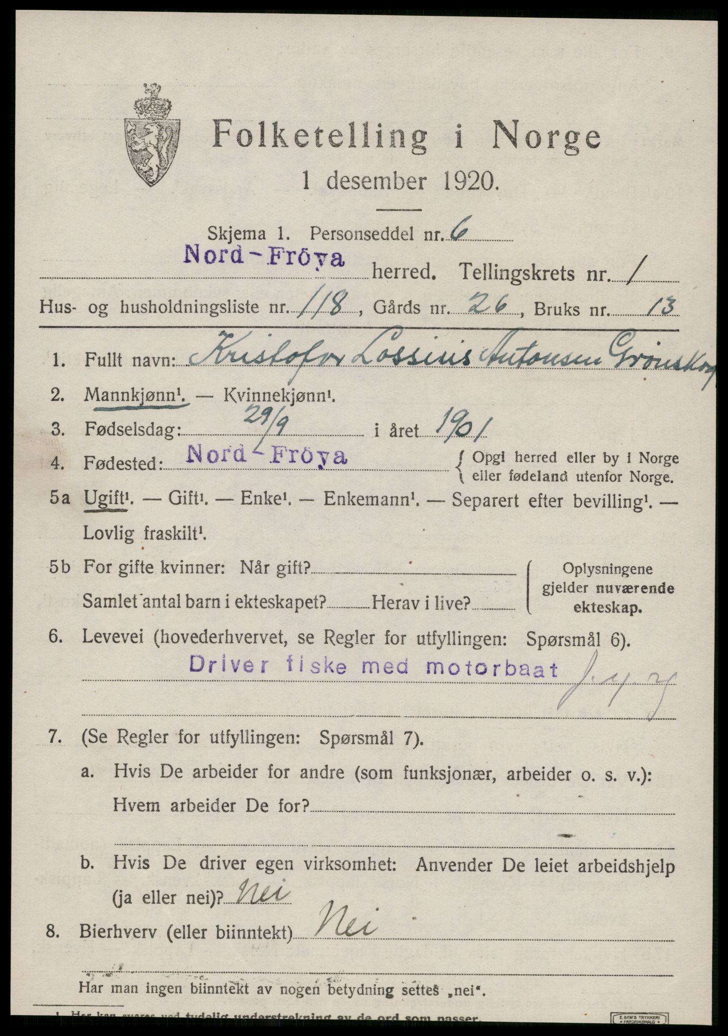 SAT, Folketelling 1920 for 1620 Nord-Frøya herred, 1920, s. 2817