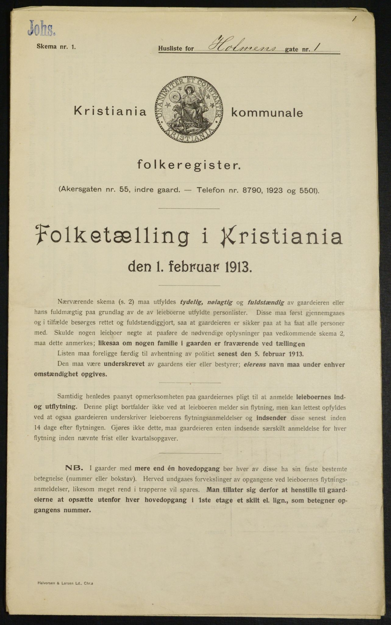 OBA, Kommunal folketelling 1.2.1913 for Kristiania, 1913, s. 40636