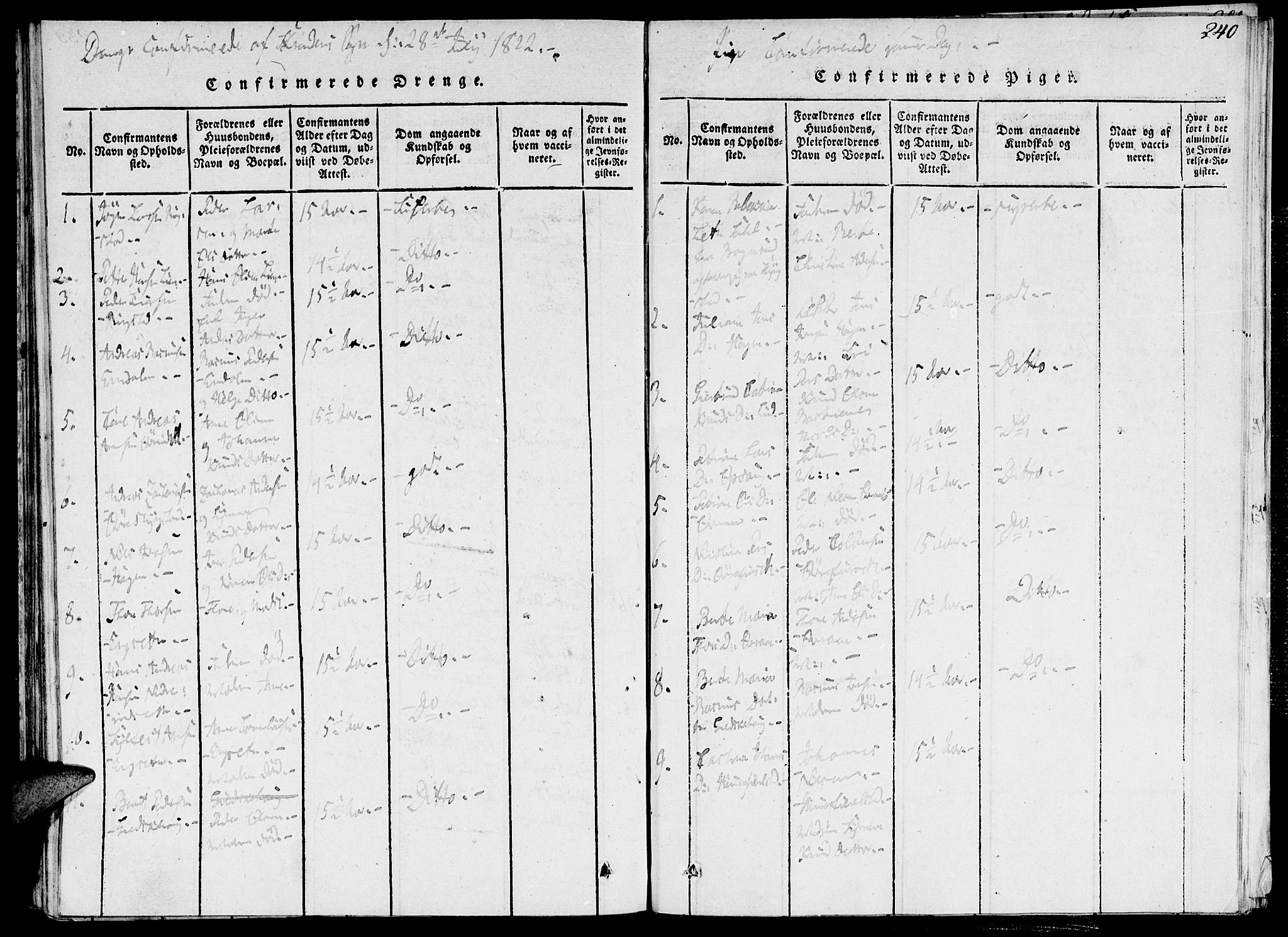 Ministerialprotokoller, klokkerbøker og fødselsregistre - Møre og Romsdal, AV/SAT-A-1454/520/L0273: Ministerialbok nr. 520A03, 1817-1826, s. 240