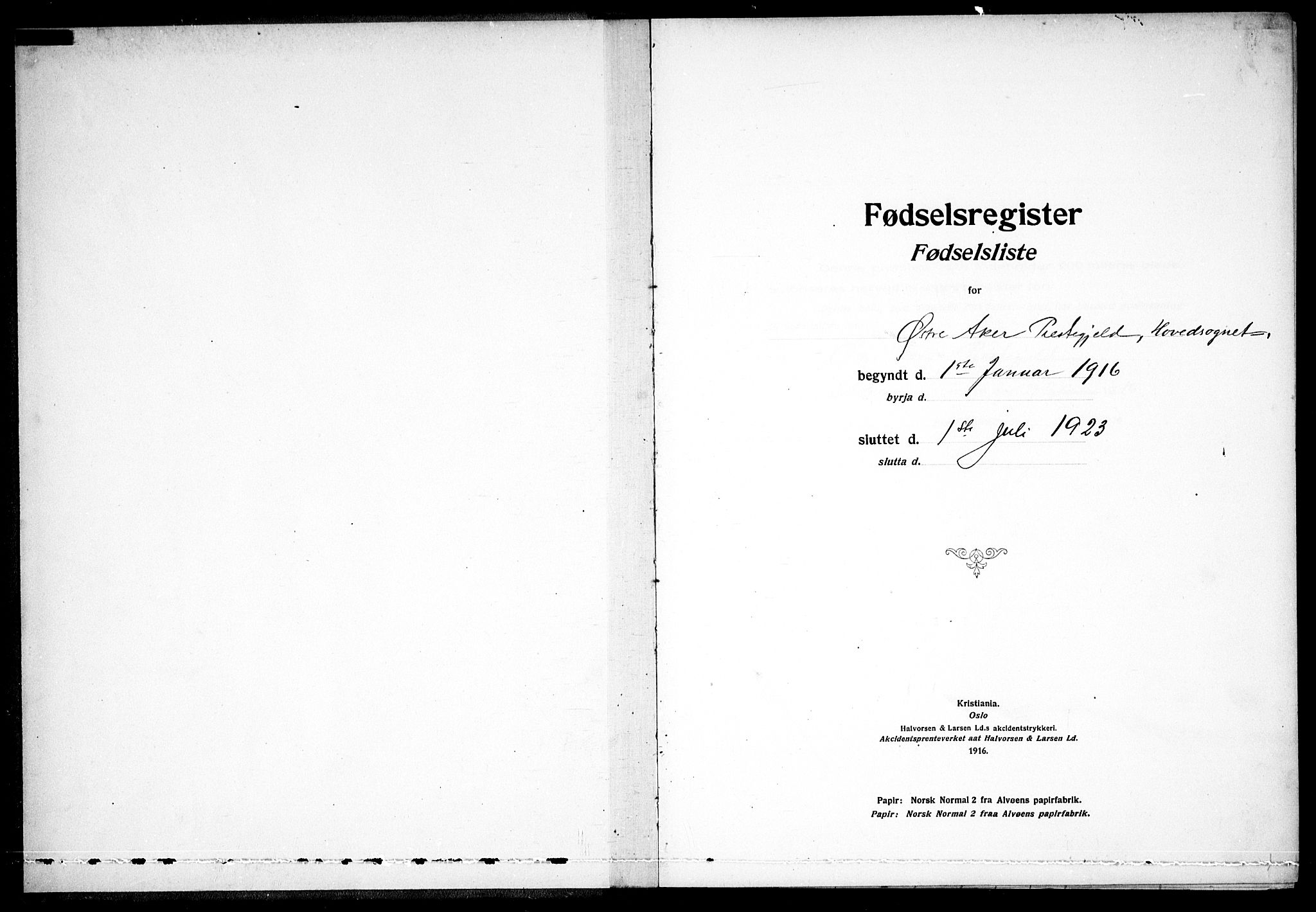 Østre Aker prestekontor Kirkebøker, SAO/A-10840/J/Ja/L0001: Fødselsregister nr. I 1, 1916-1923
